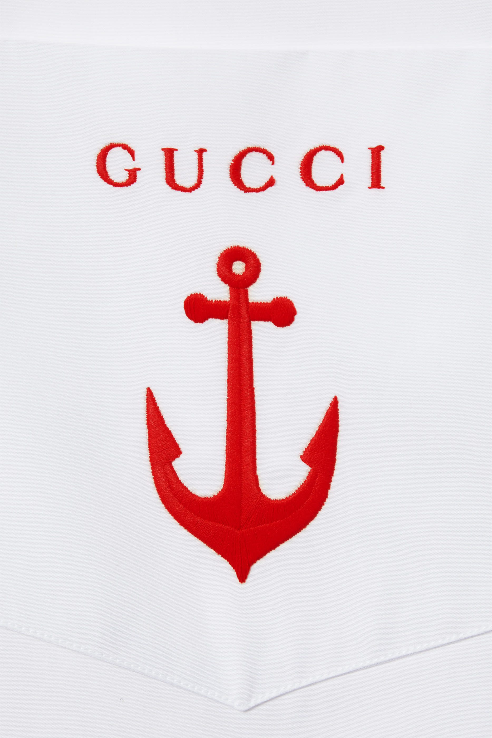 قميص بتطريز مرساة وشعار الماركة قطن بوبلين