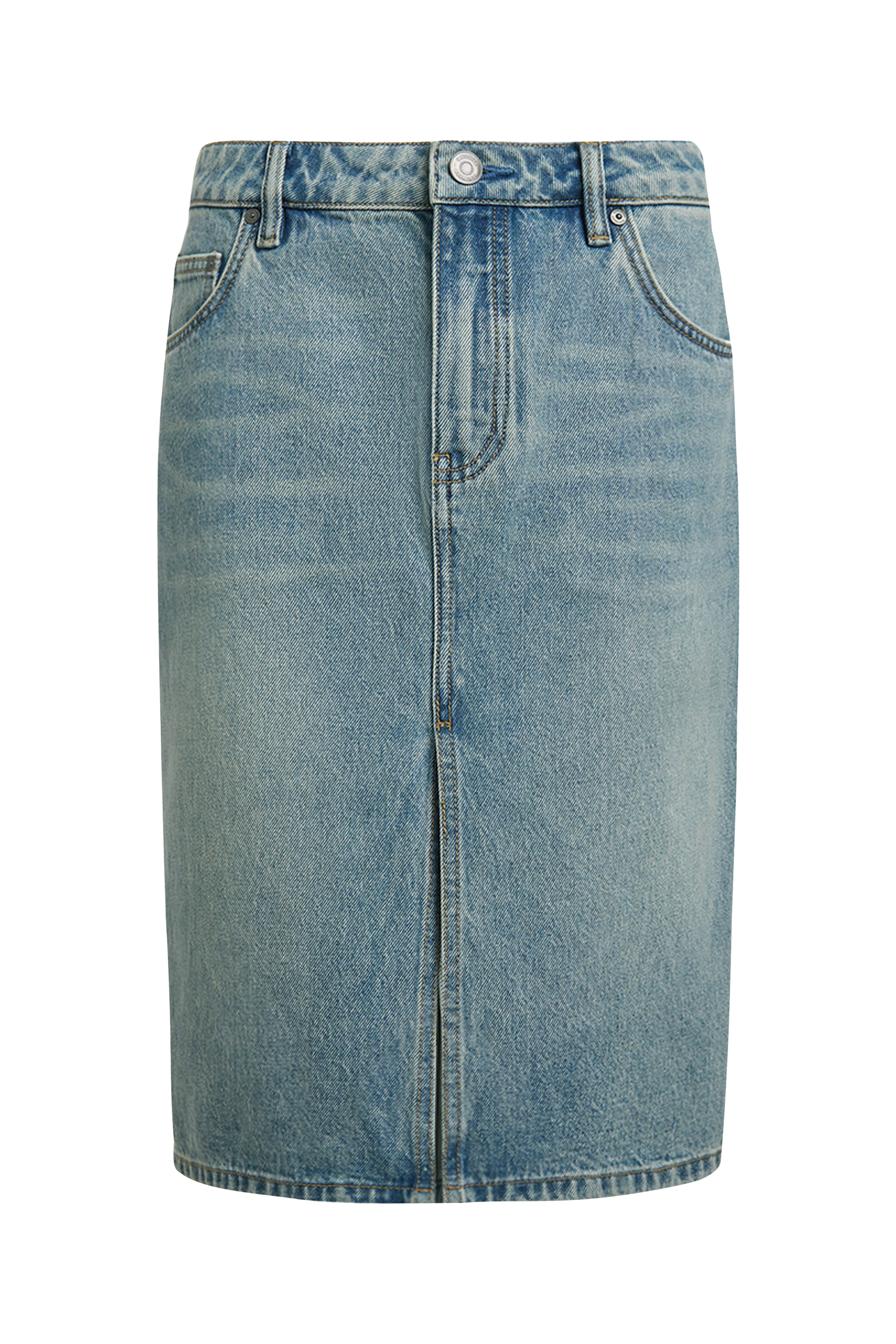 تنورة دنيم بفتحة في الأمام