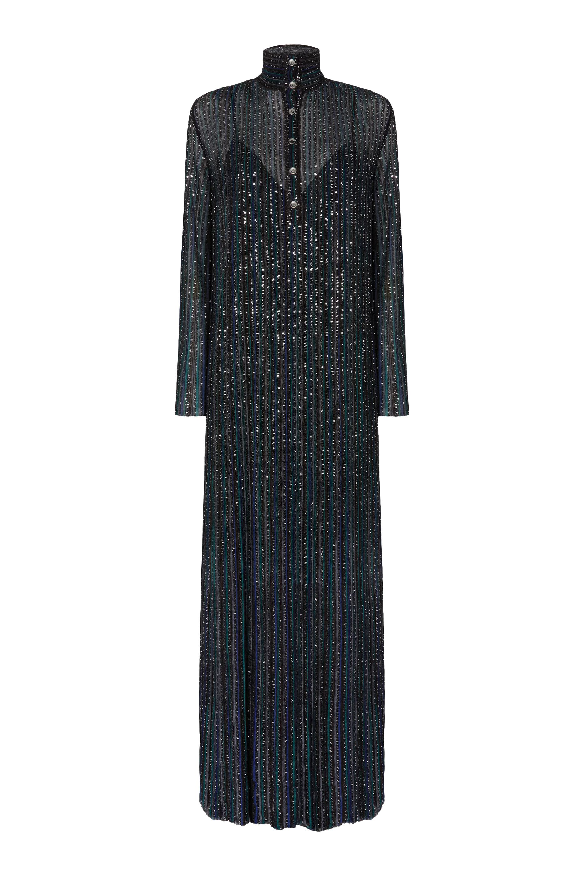 فستان منسوج مطرز جزئيا بترتر