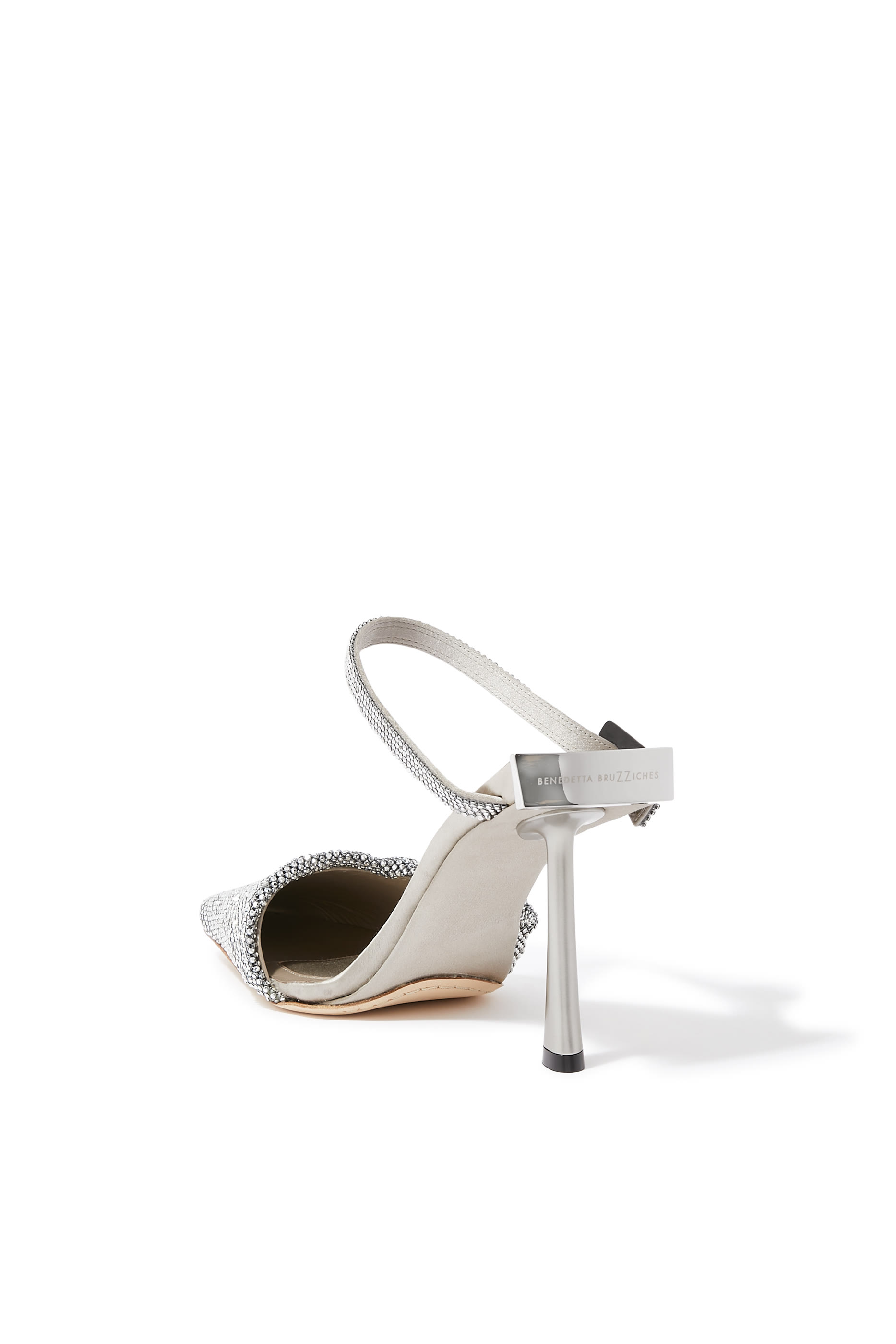 حذاء إيلينا 95 مفتوح من الخلف قماش شبكي مرصع بالكريستال