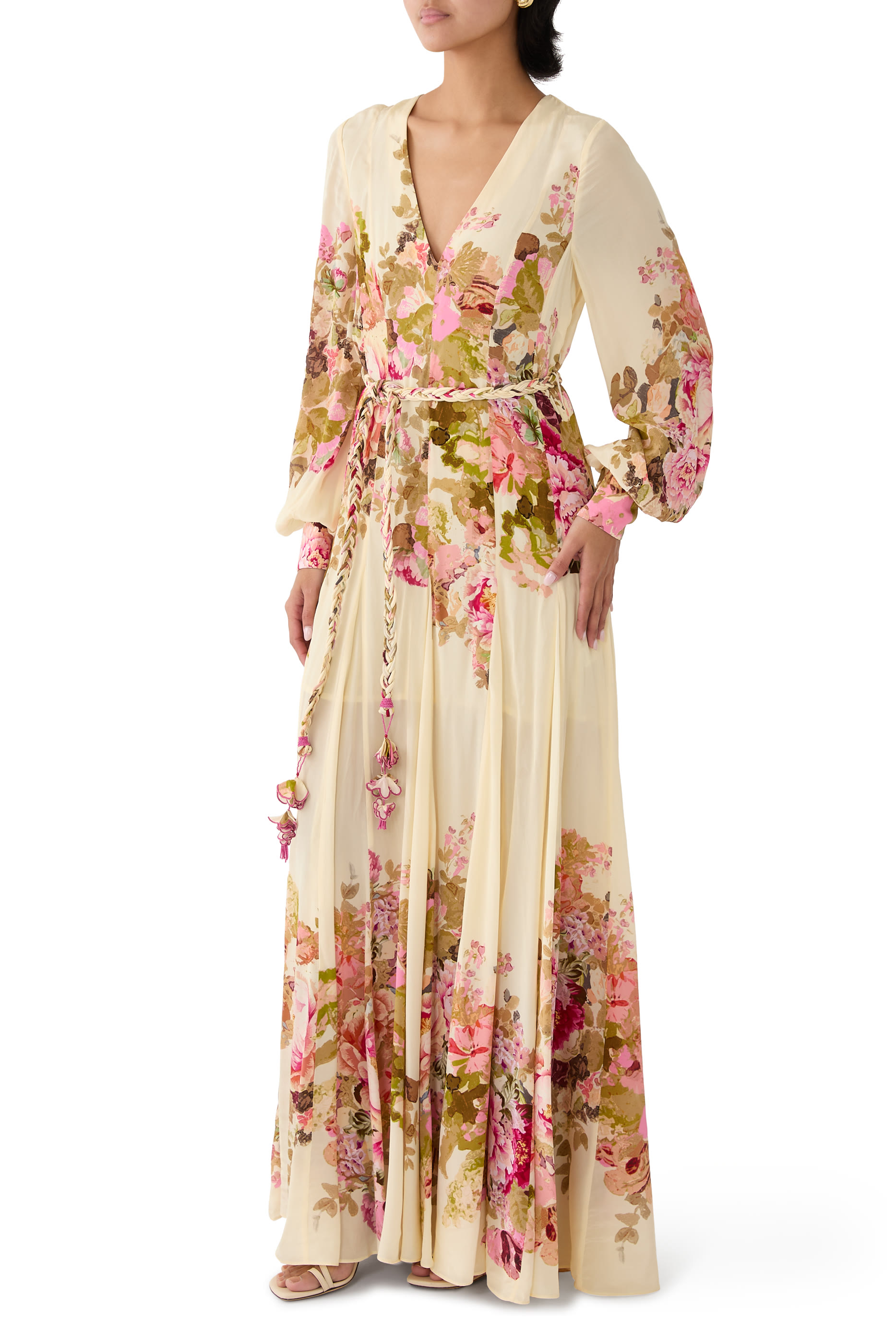 فستان ساما طويل بنقشة زهور