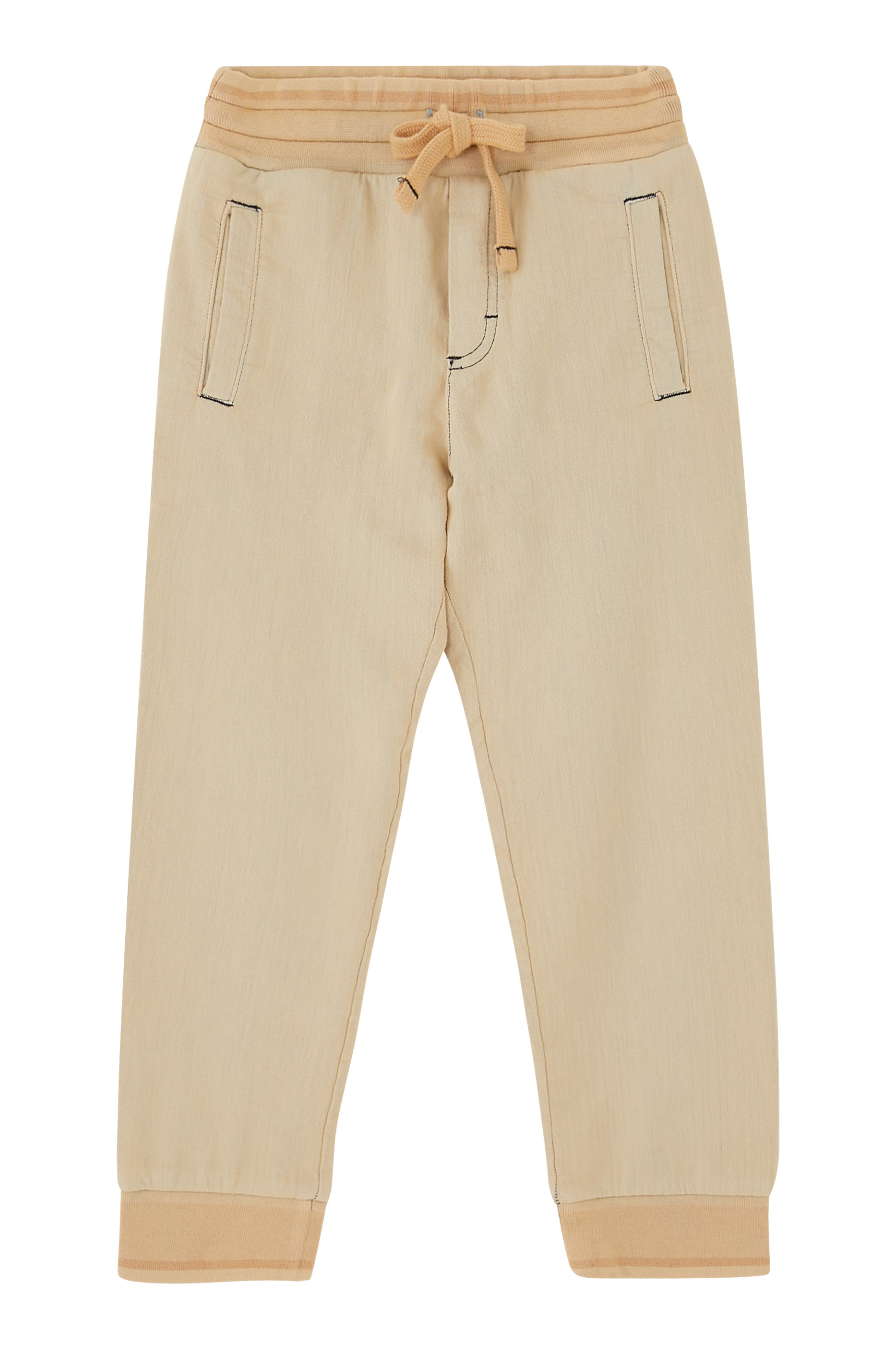 بنطال رياضي قطن جيرسيه مطرز بشعار الماركة للأطفال