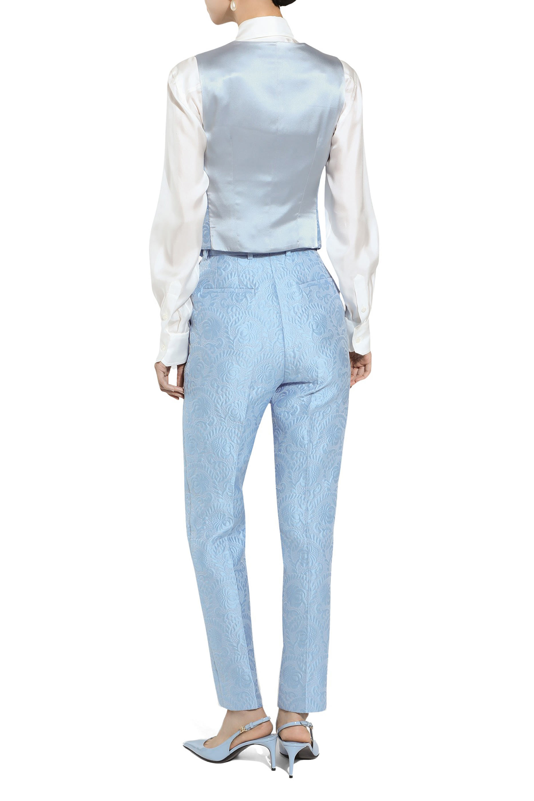 بنطال مبطن بطبعات زهور قماشي جاكار