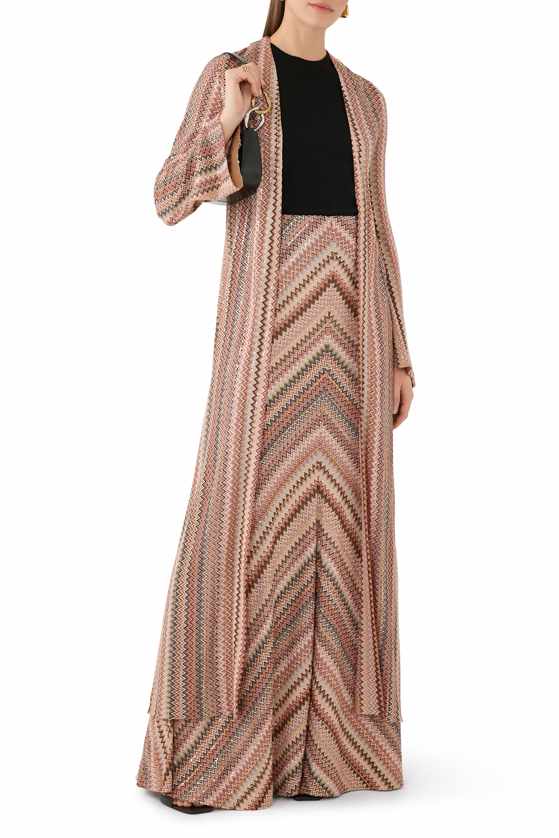 كارديجان بخطوط شيفرون قماش لامع