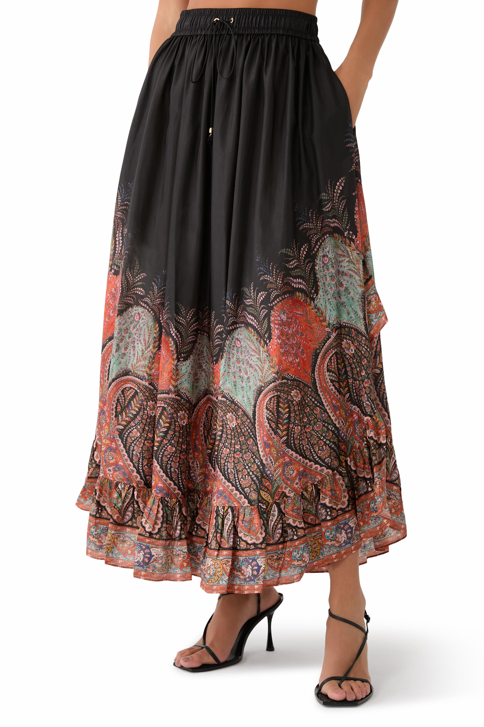 تنورة ريانون طويلة بكشكش