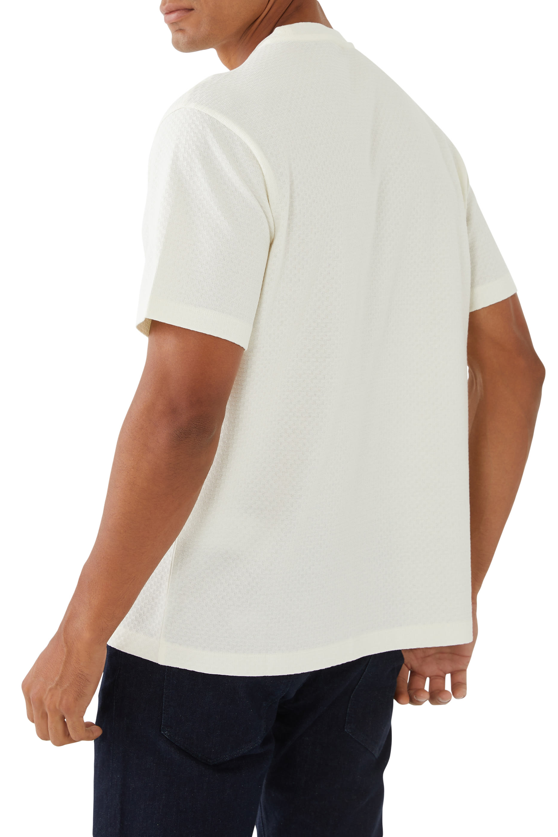 تيشيرت بشعار الماركة جاكار أحادي اللون قطن