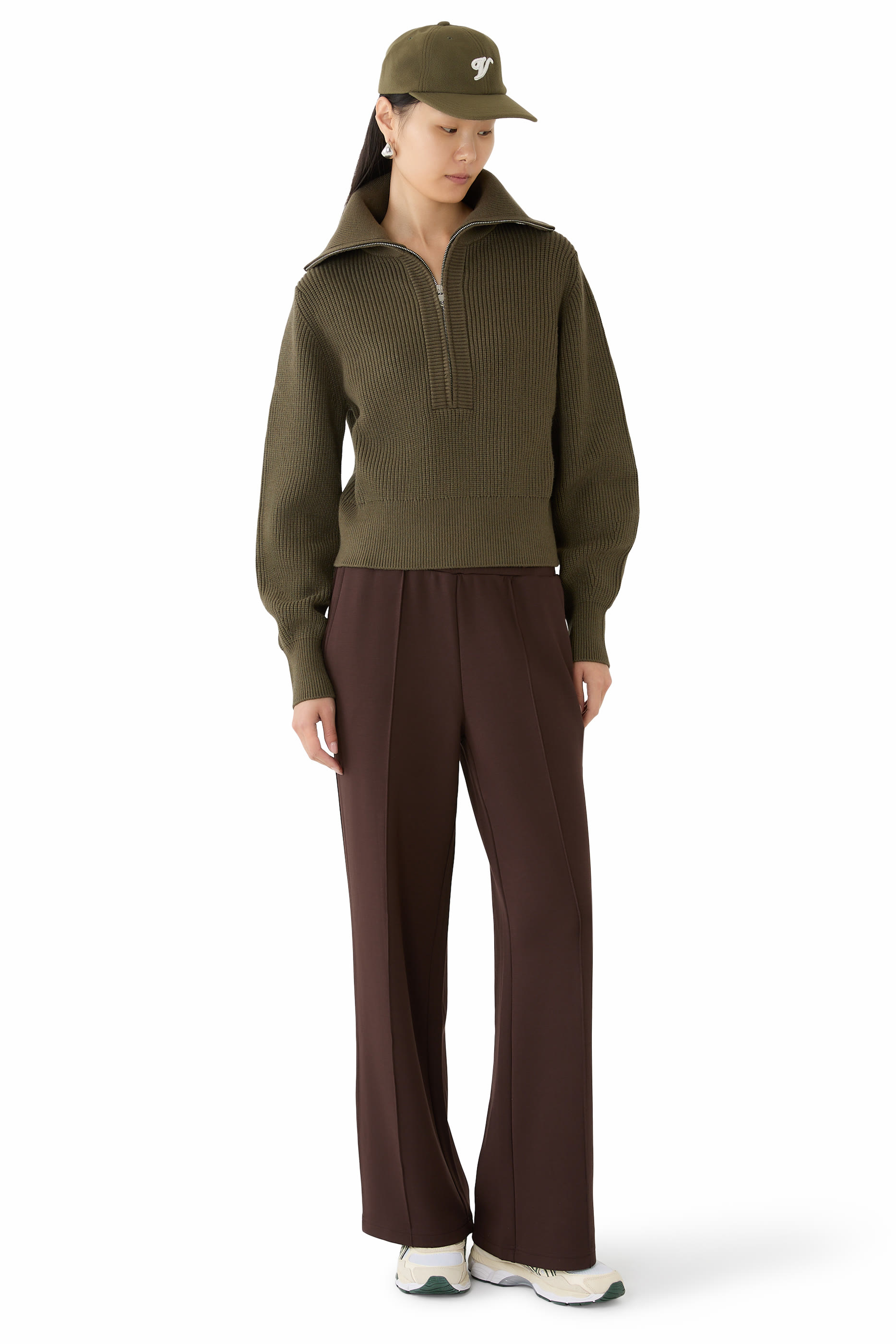 كنزة مورا بنصف سحاب نسيج مضلع