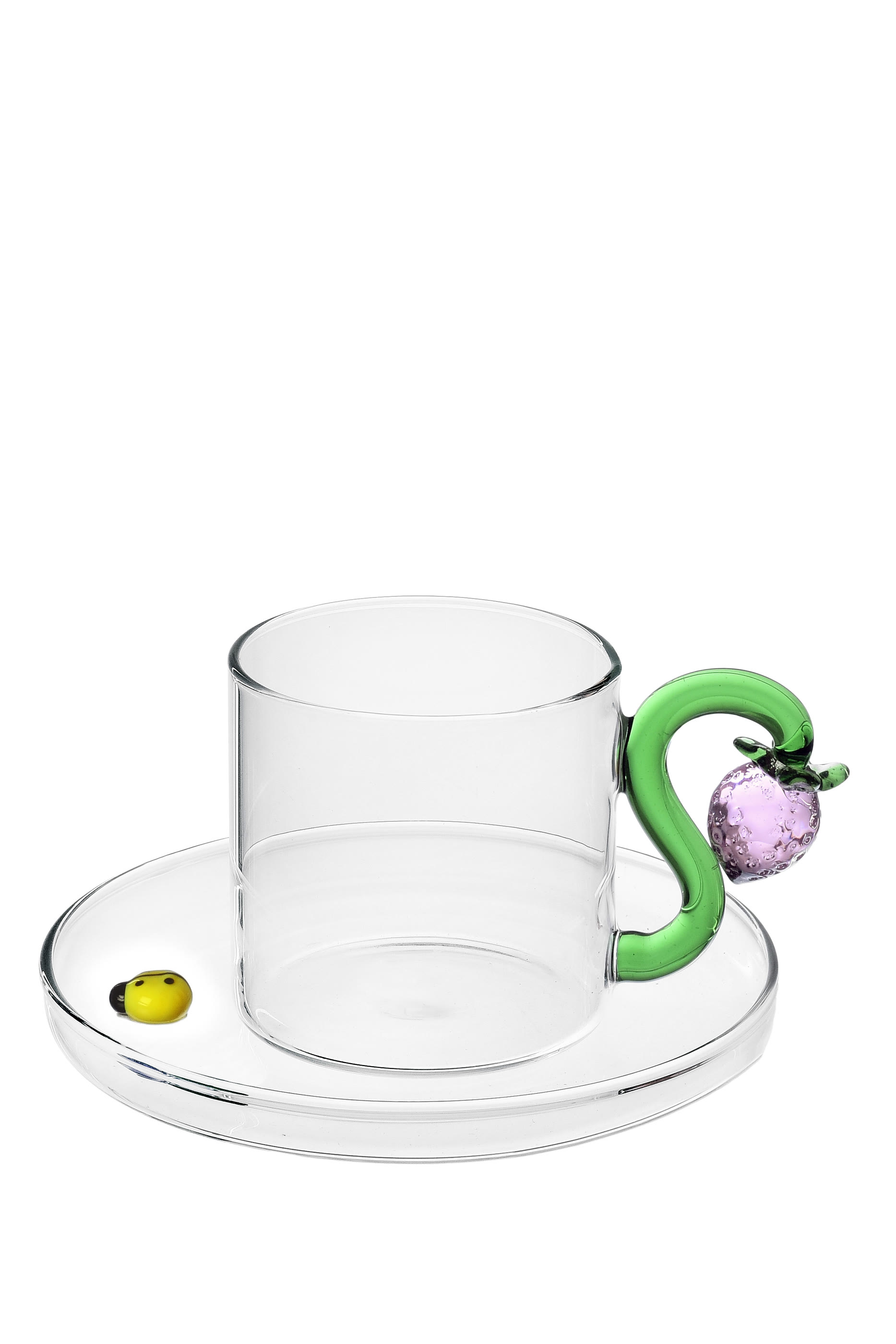 طبق وفنجان قهورة فروتس اند فلاورز بنقشة فراولة