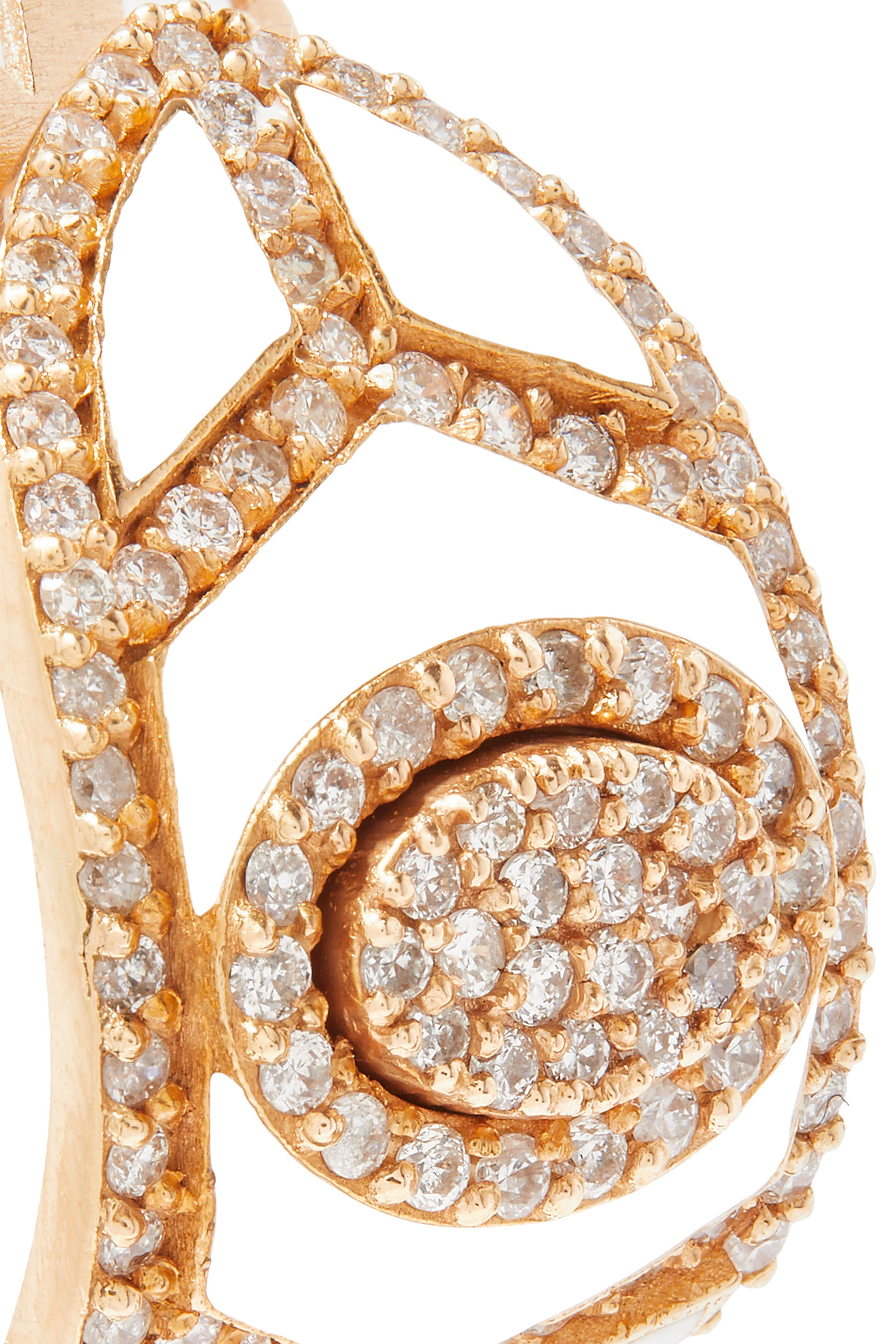 أقراط شيلد مرصعة بالماس وحجر الملاكيت ذهب وردي عيار 18