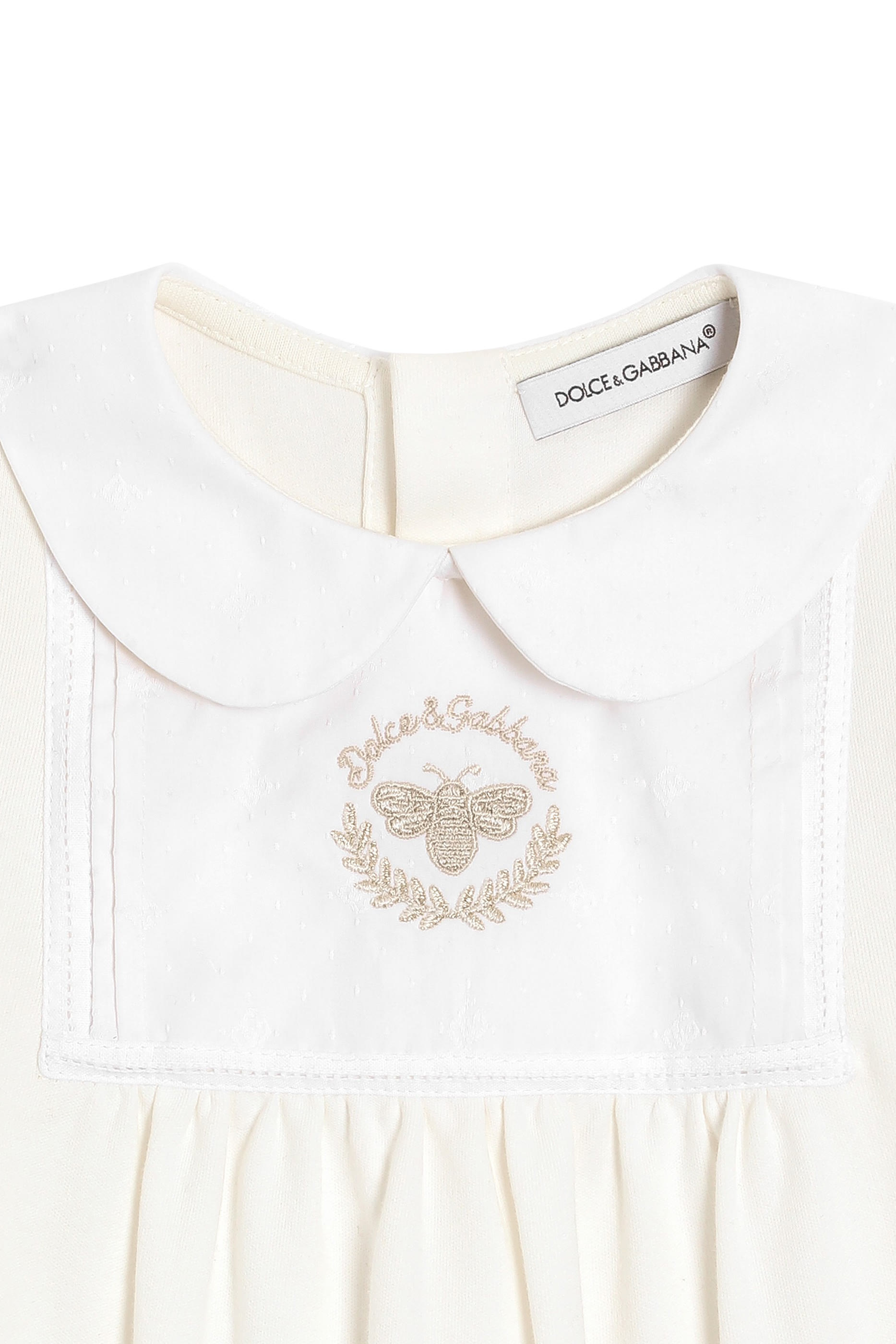 طقم هدية بشعار الماركة المطرز قماش متداخل وجاكار للأطفال، 3 قطع