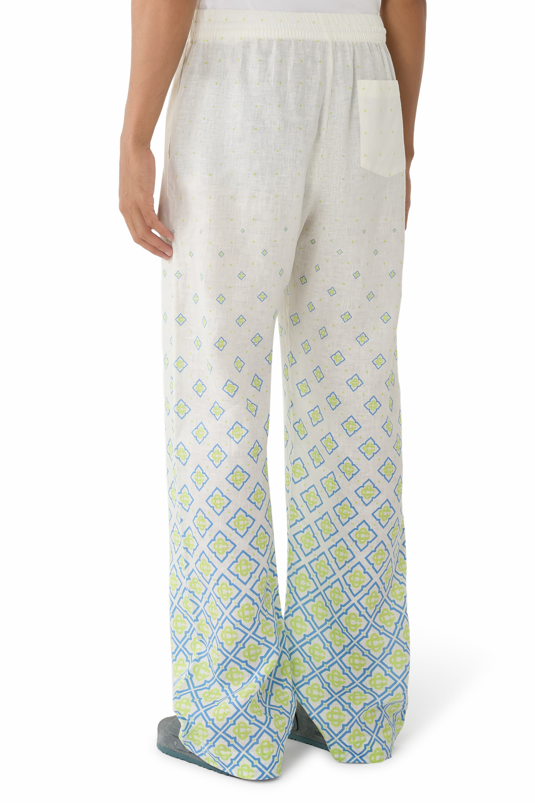 بنطال بنقشة حرف شعار الماركة بلون متدرج حرير