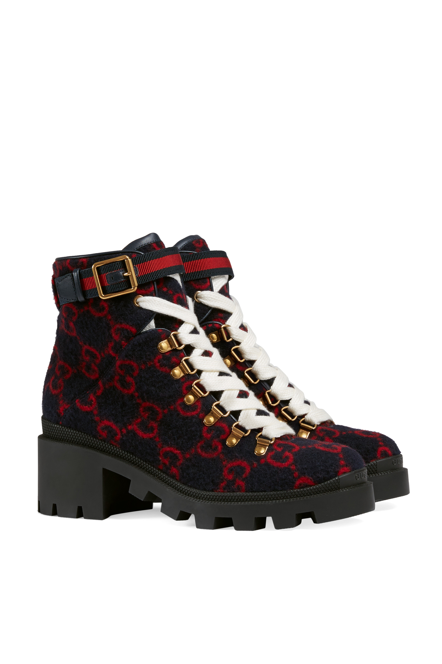 حذاء بوت صوف بشعار GG بطول الكاحل