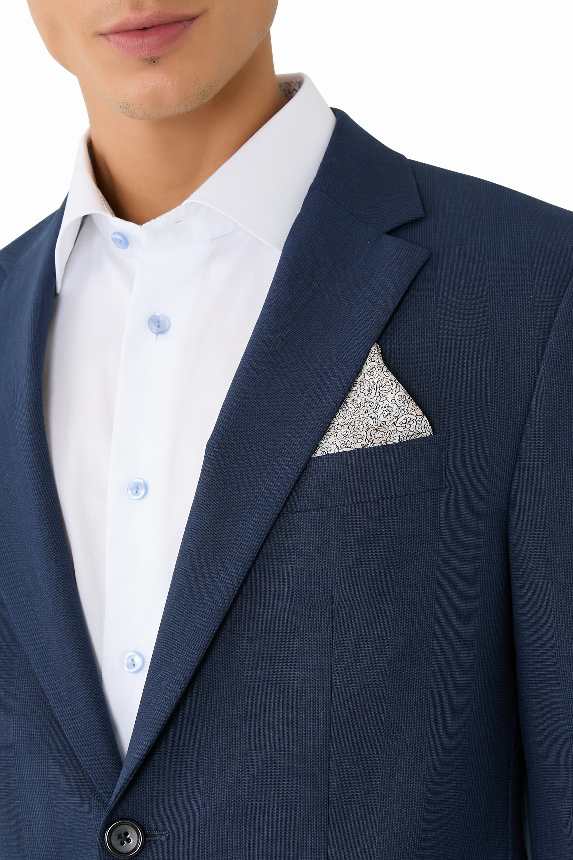 منديل جيب بنقشة زهور حرير