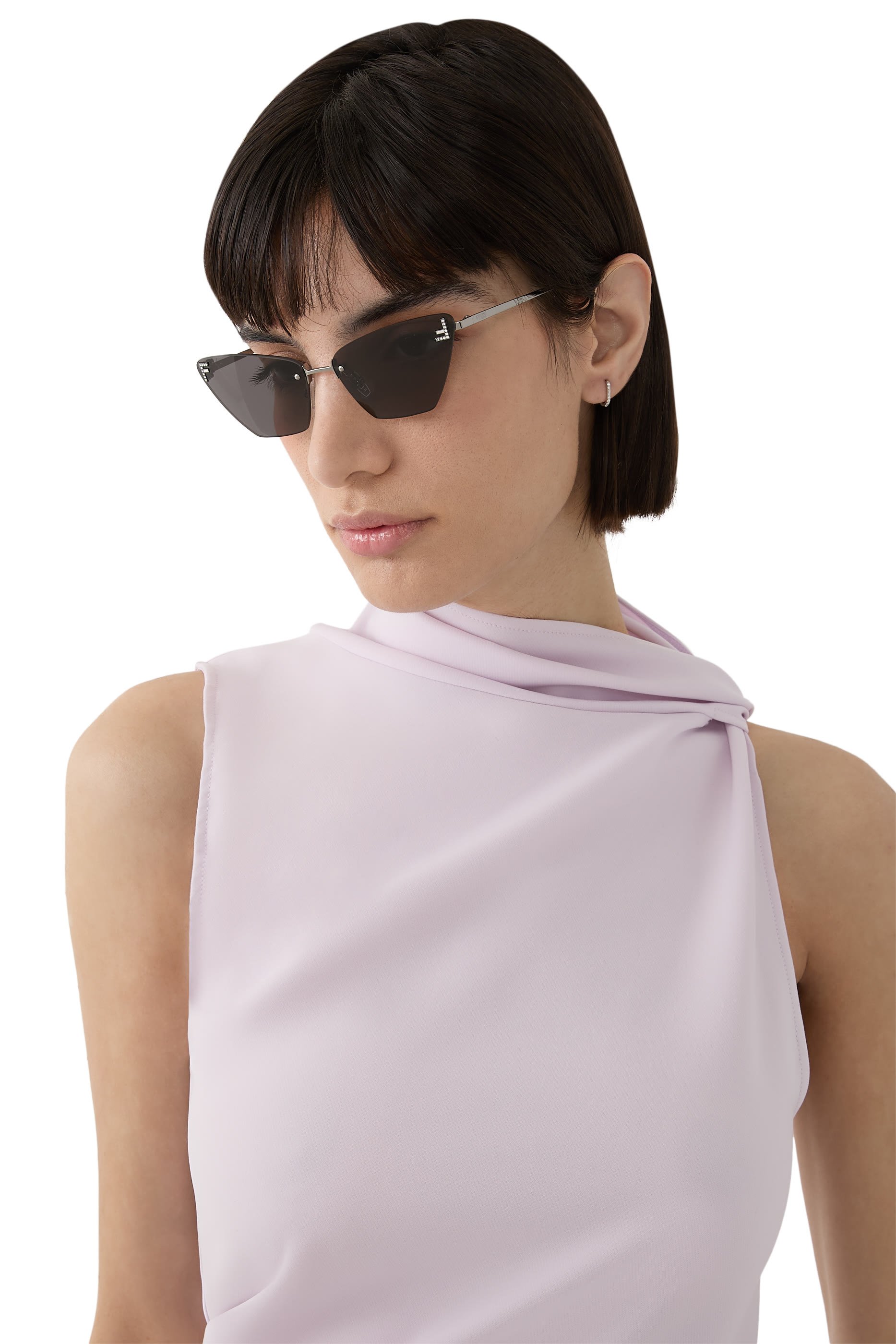 نظارة شمسية فيرست بتصميم عين قطة مرصعة بالكريستال