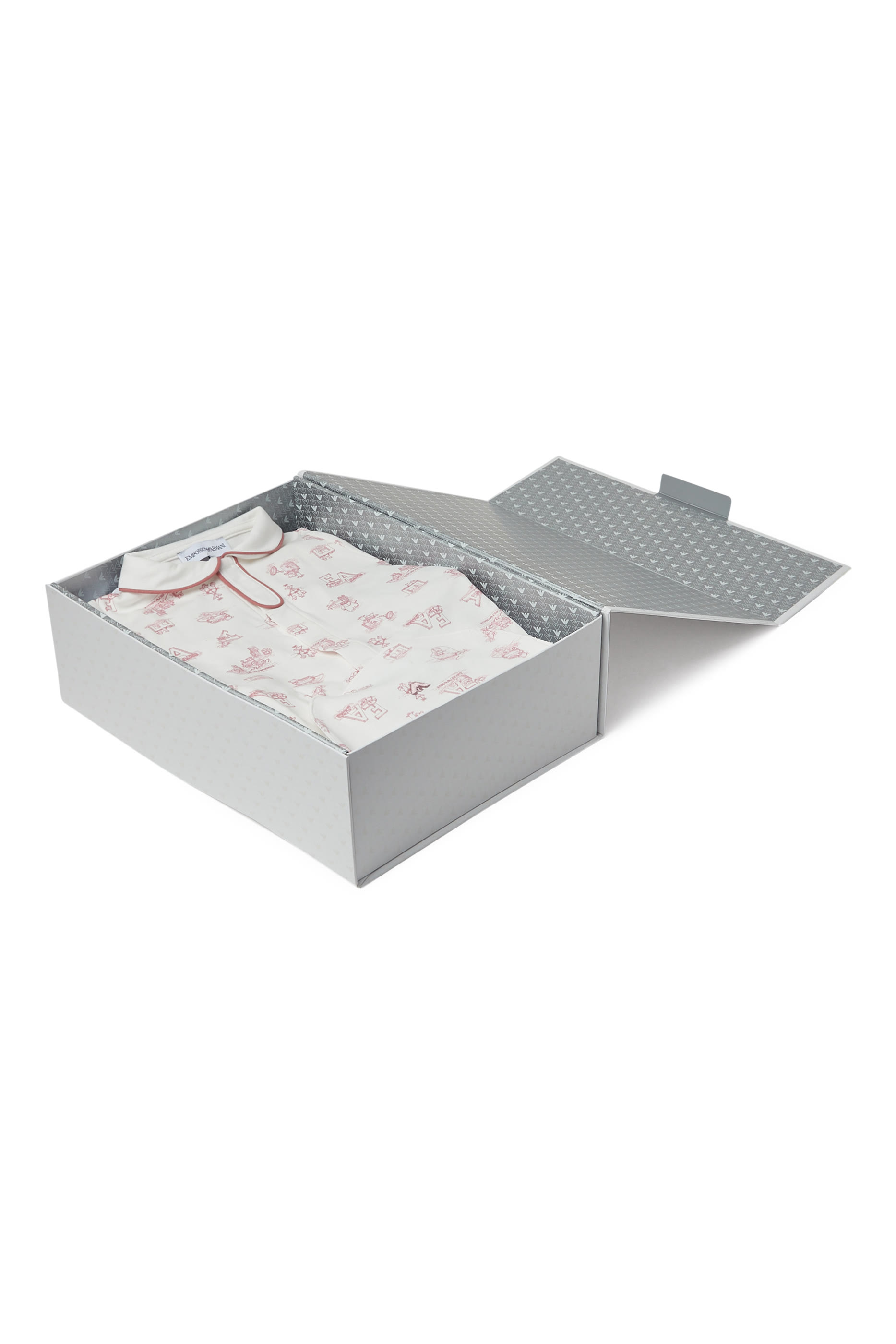 طقم جمبسوت بطبعات ومريلة للأطفال