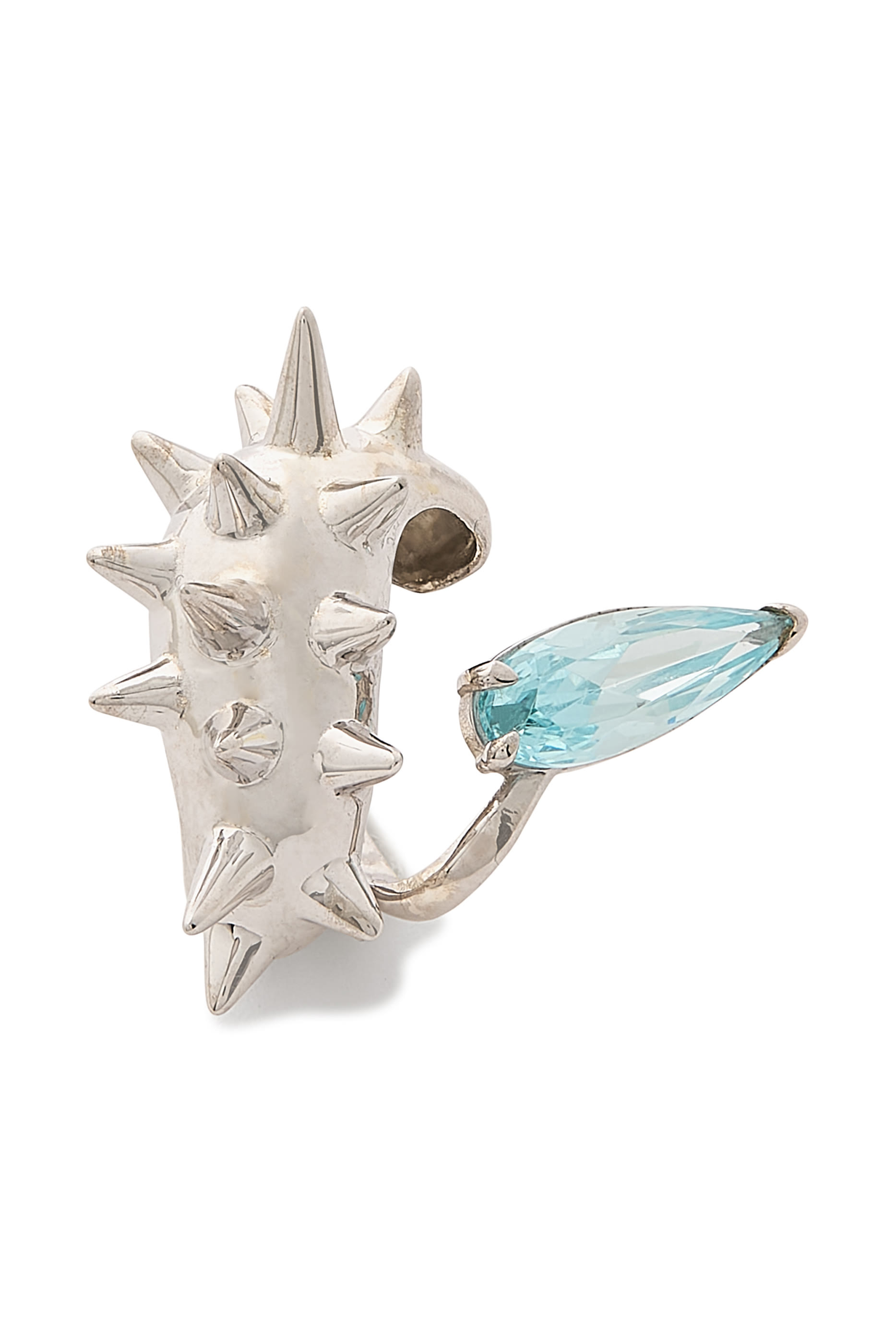 قرط اليان صغير بتفاصيل مدببة مزين بالكريستال، فضة إسترلينية 925