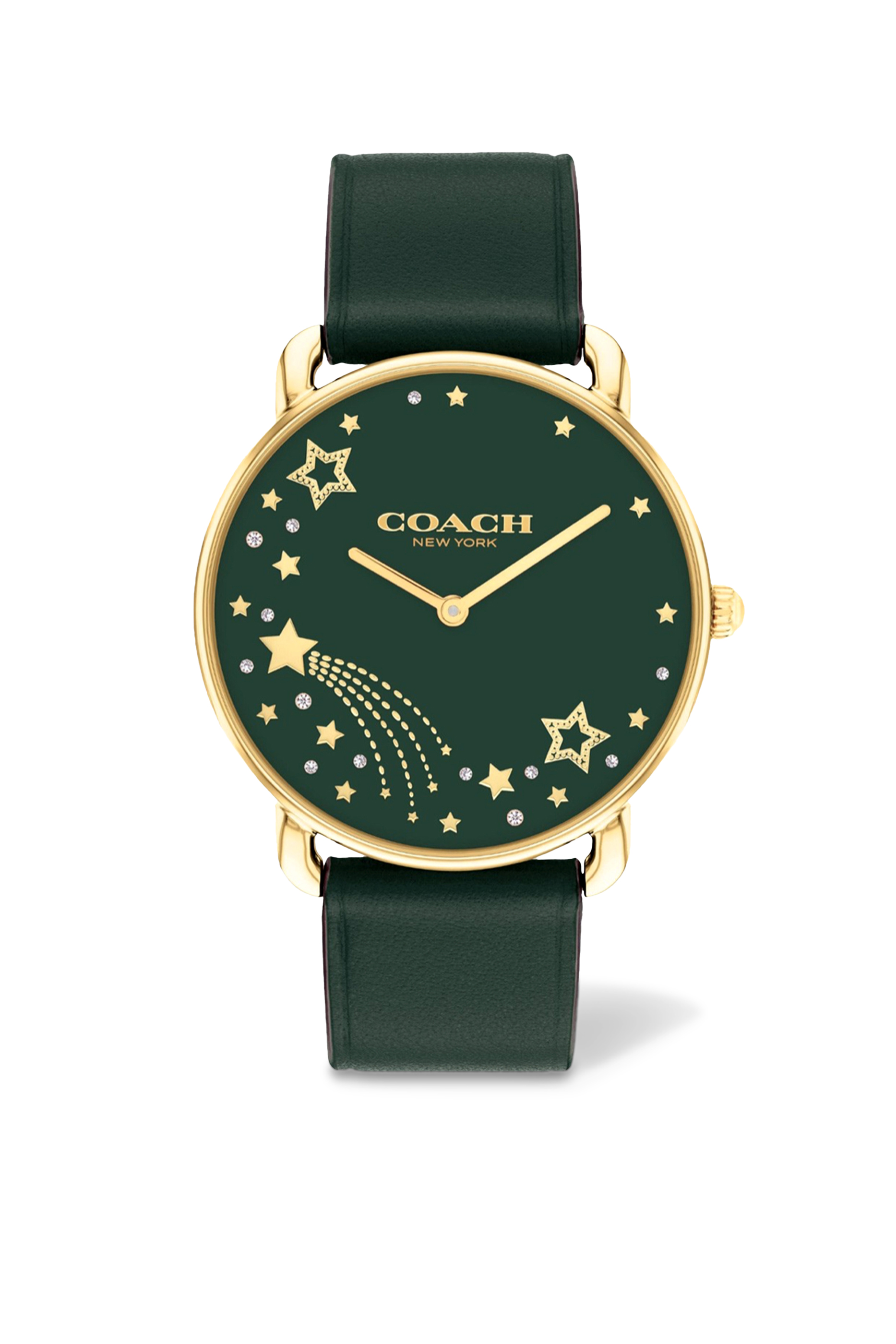 ساعة إيليوت كوارتز بمينا خضراء وسوار جلد مقاس واحد