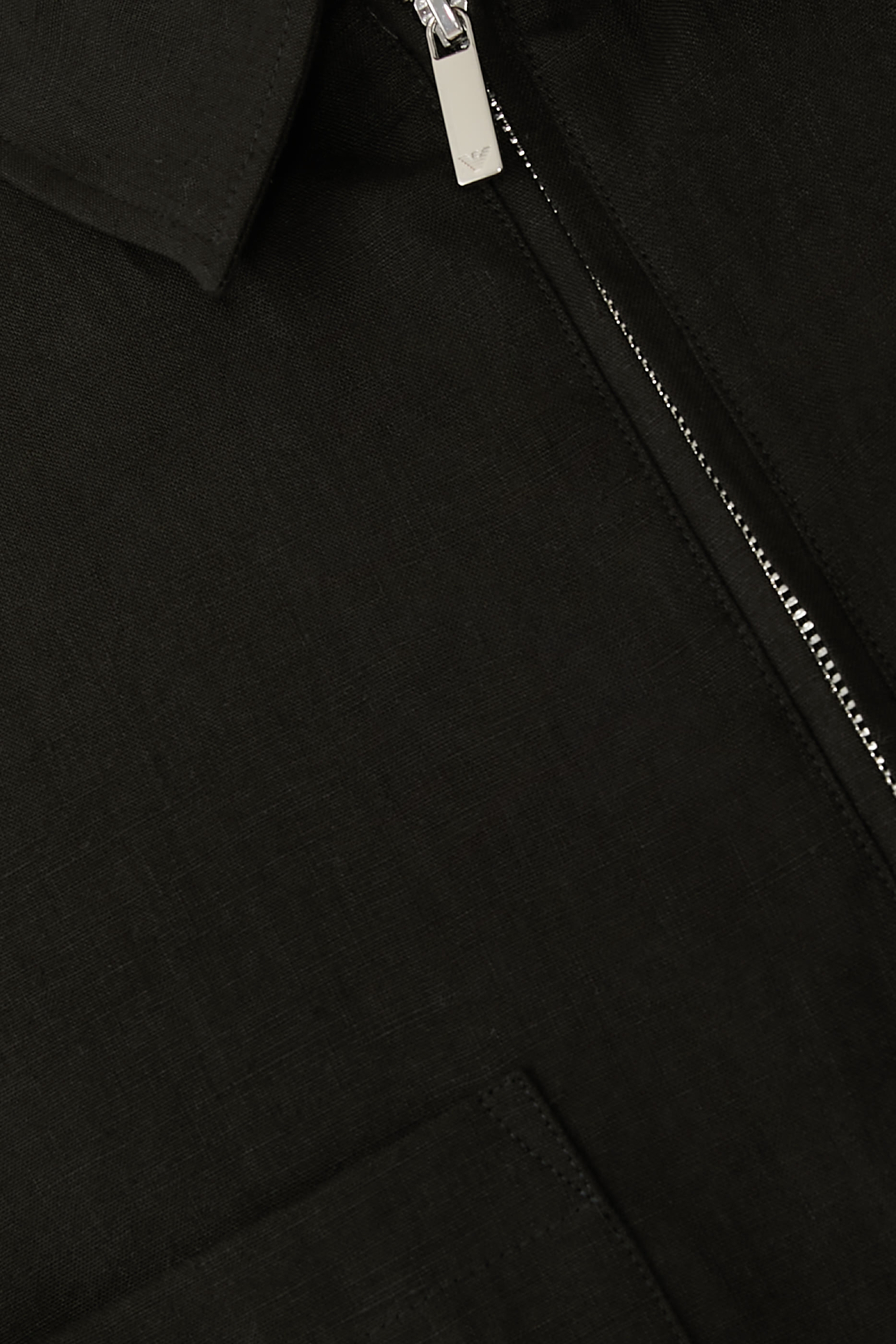 Pure Linen Shirt With Partial Zip