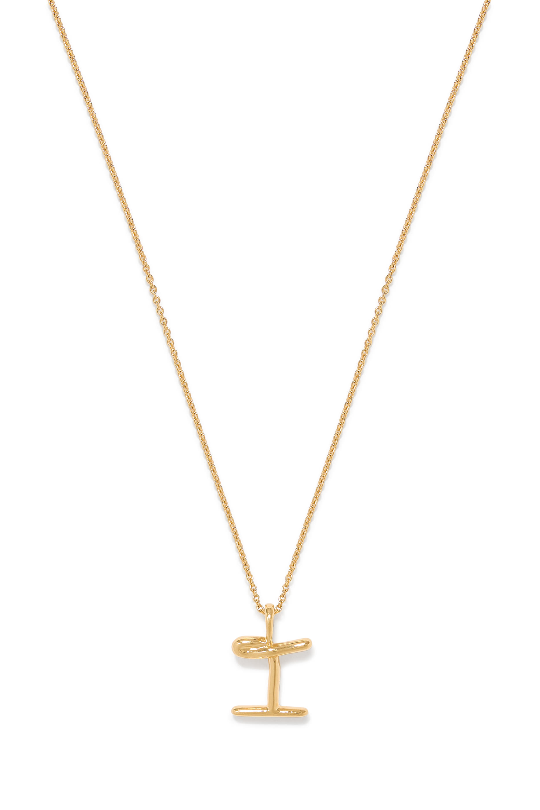 قلادة مولتن صغيرة بدلاية بتصميم حرف I مقوس، فضة إسترلينية معاد تدويرها مطلية بذهب أصفر معاد تدويره عيار 18