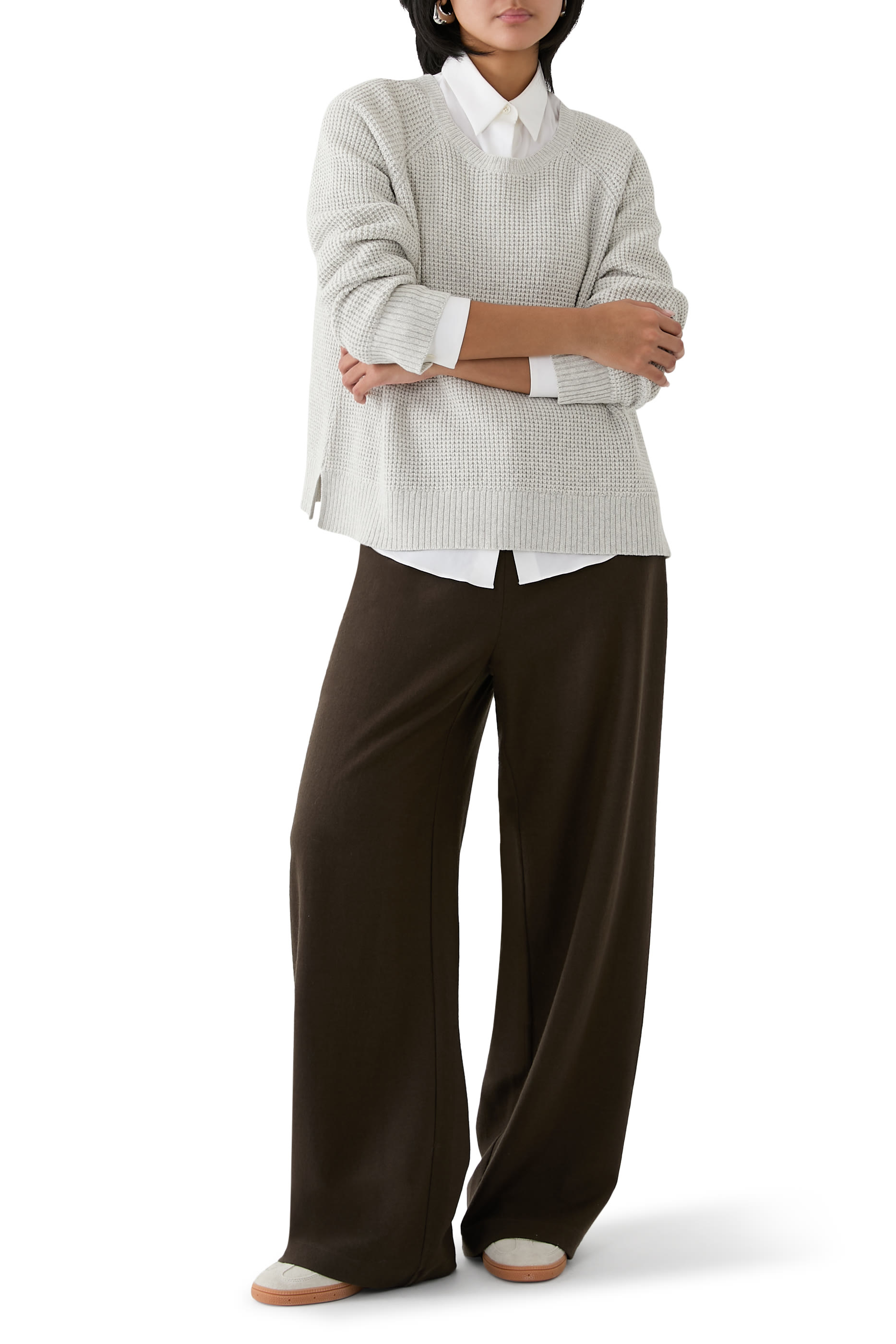 بلوزة حرارية بياقة ضيقة قطن وكشمير معاد تدويره