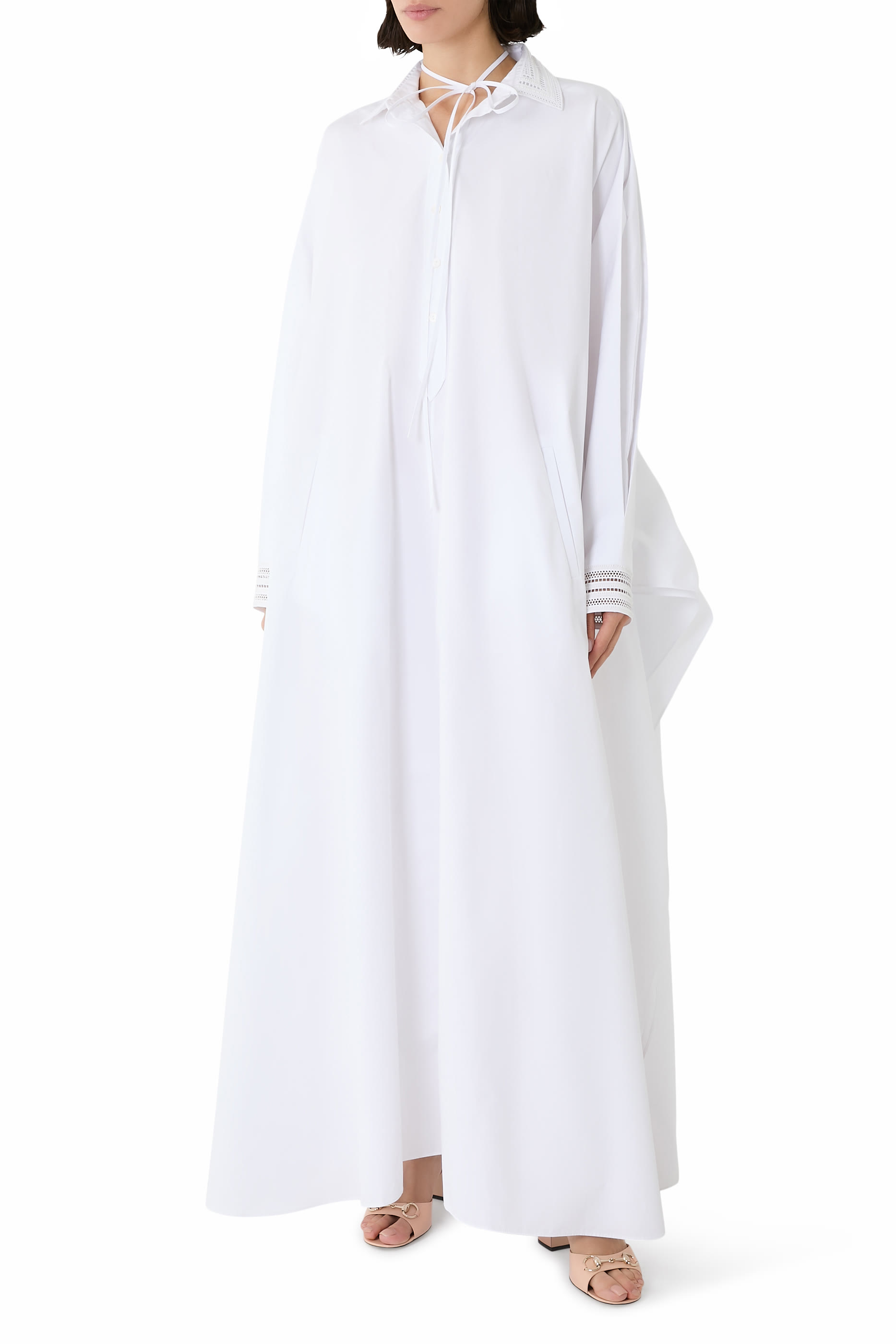 فستان بنقشة بوبلين قطن ثقيل