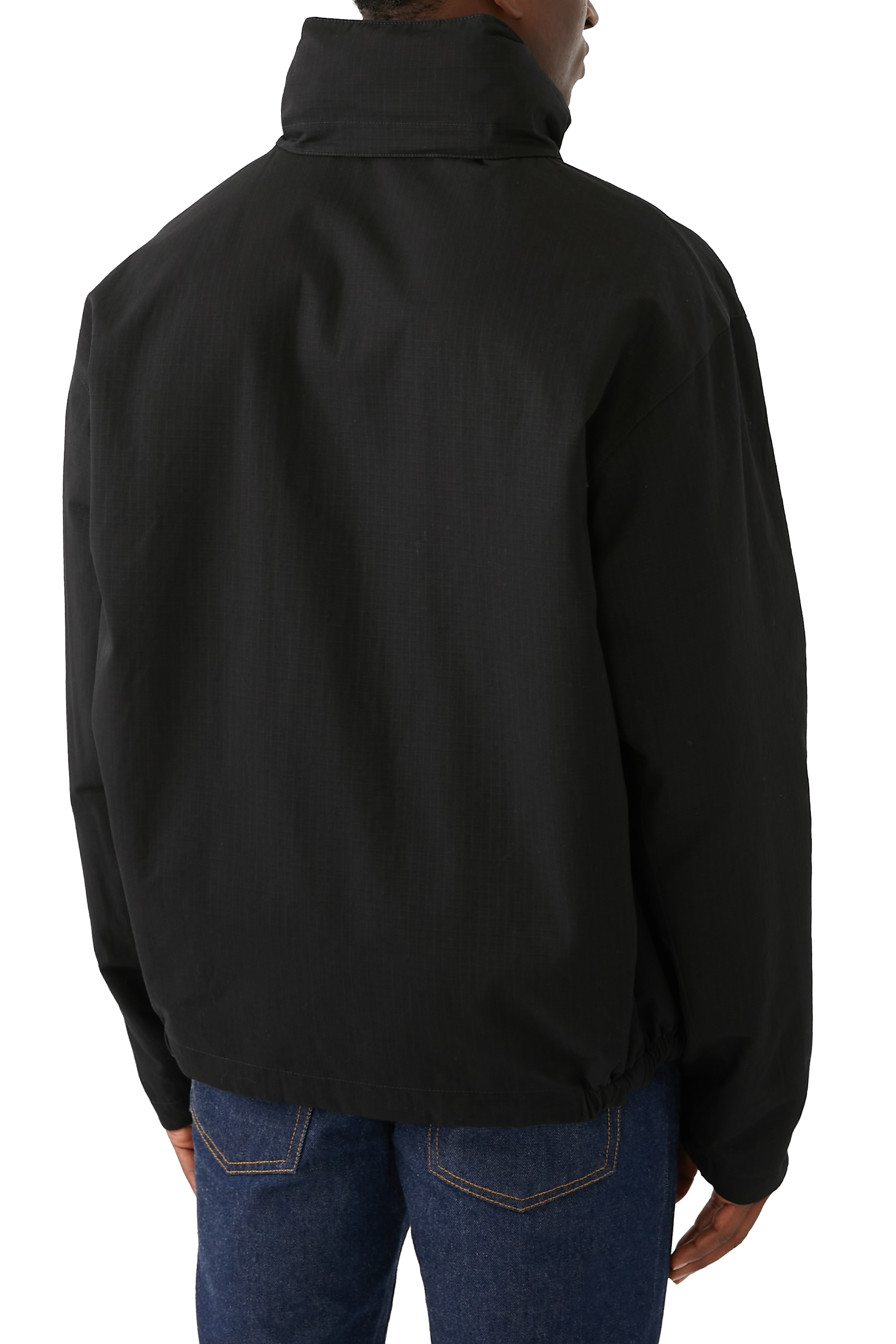 جاكيت بتصميم وجهين ونقشة حرفي شعار الماركة قماش مقاوم للتمزق