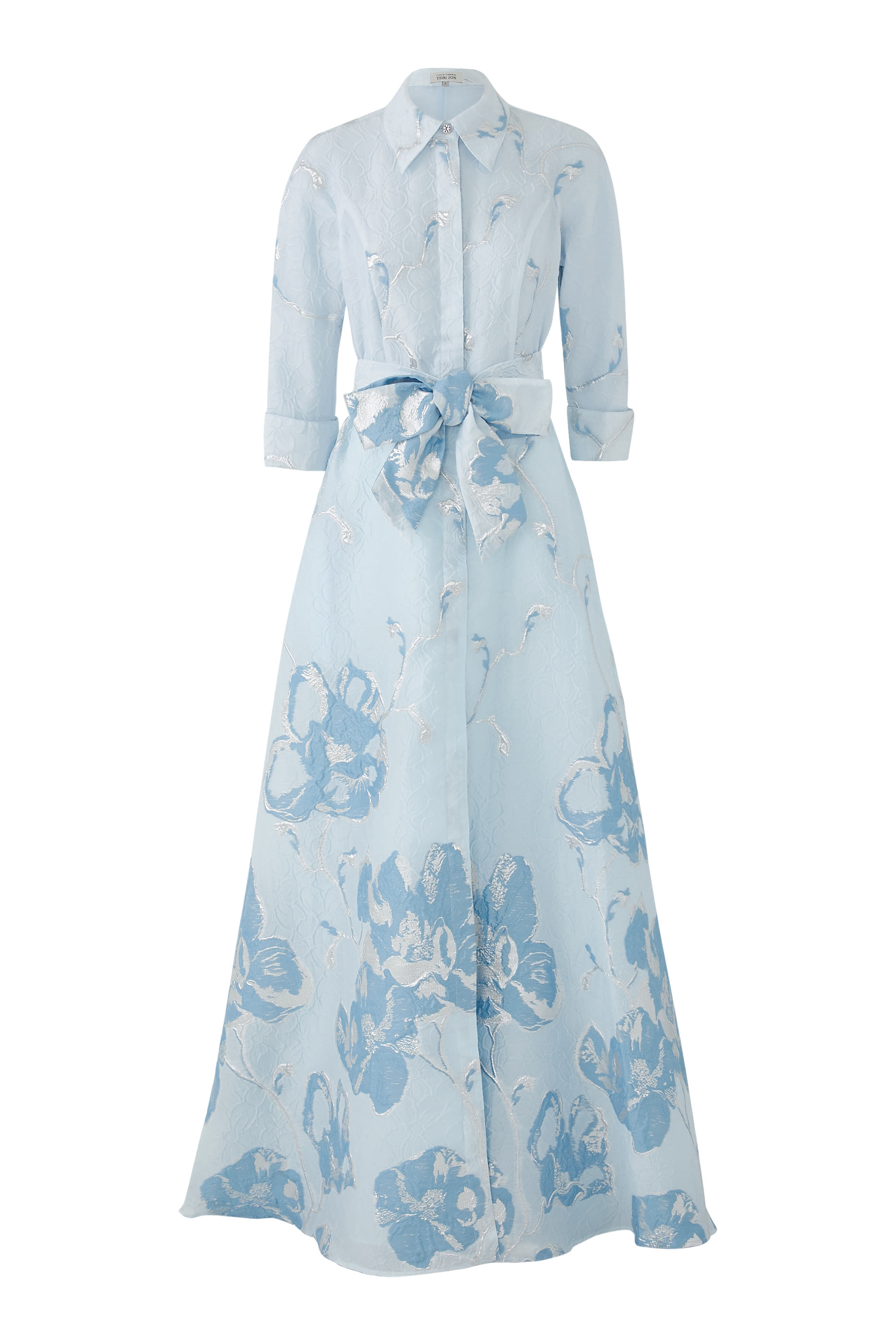 فستان سهرة بنمط قميص بحواف جاكار