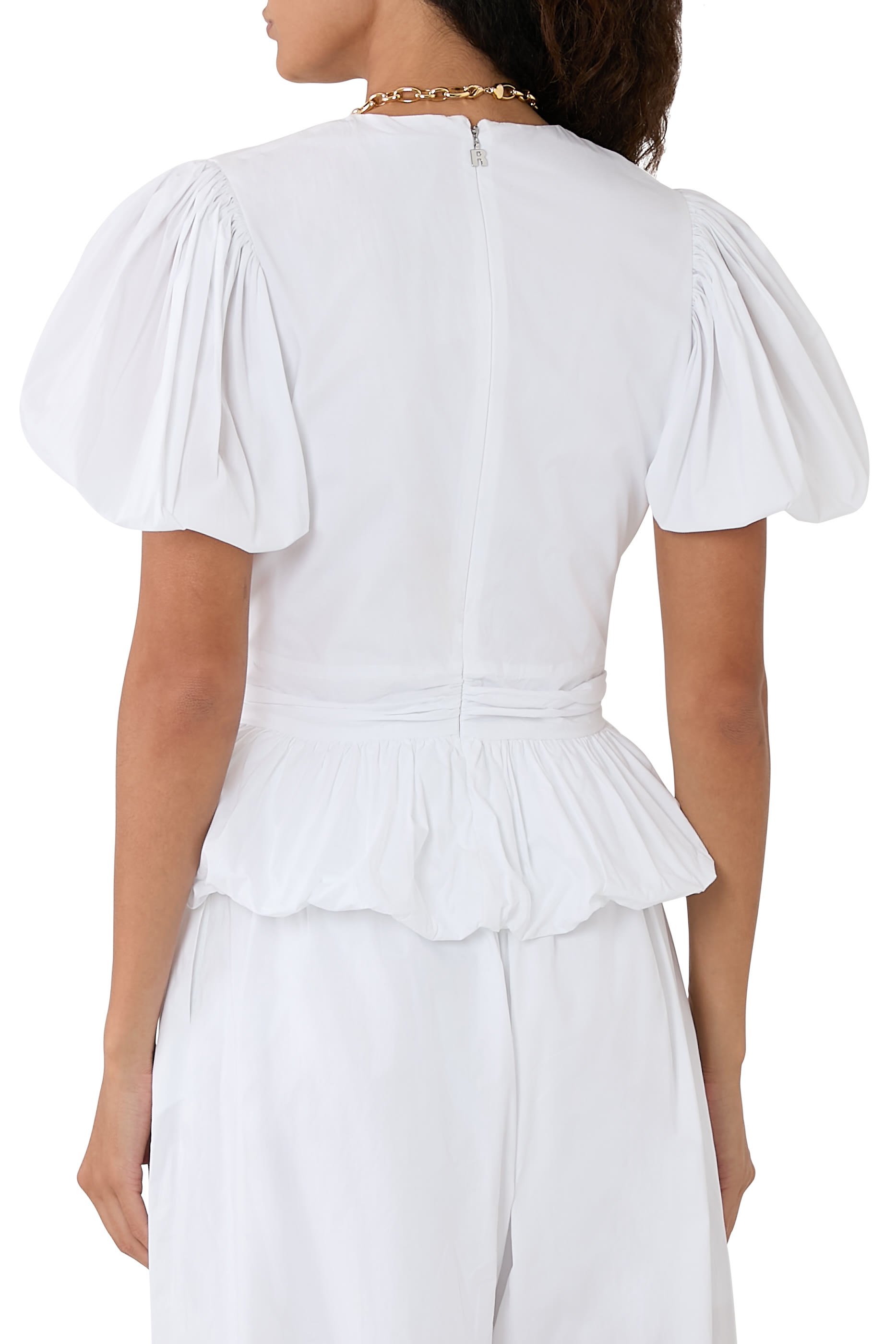 بلوزة أليكس بحافة جرس قطن بوبلين