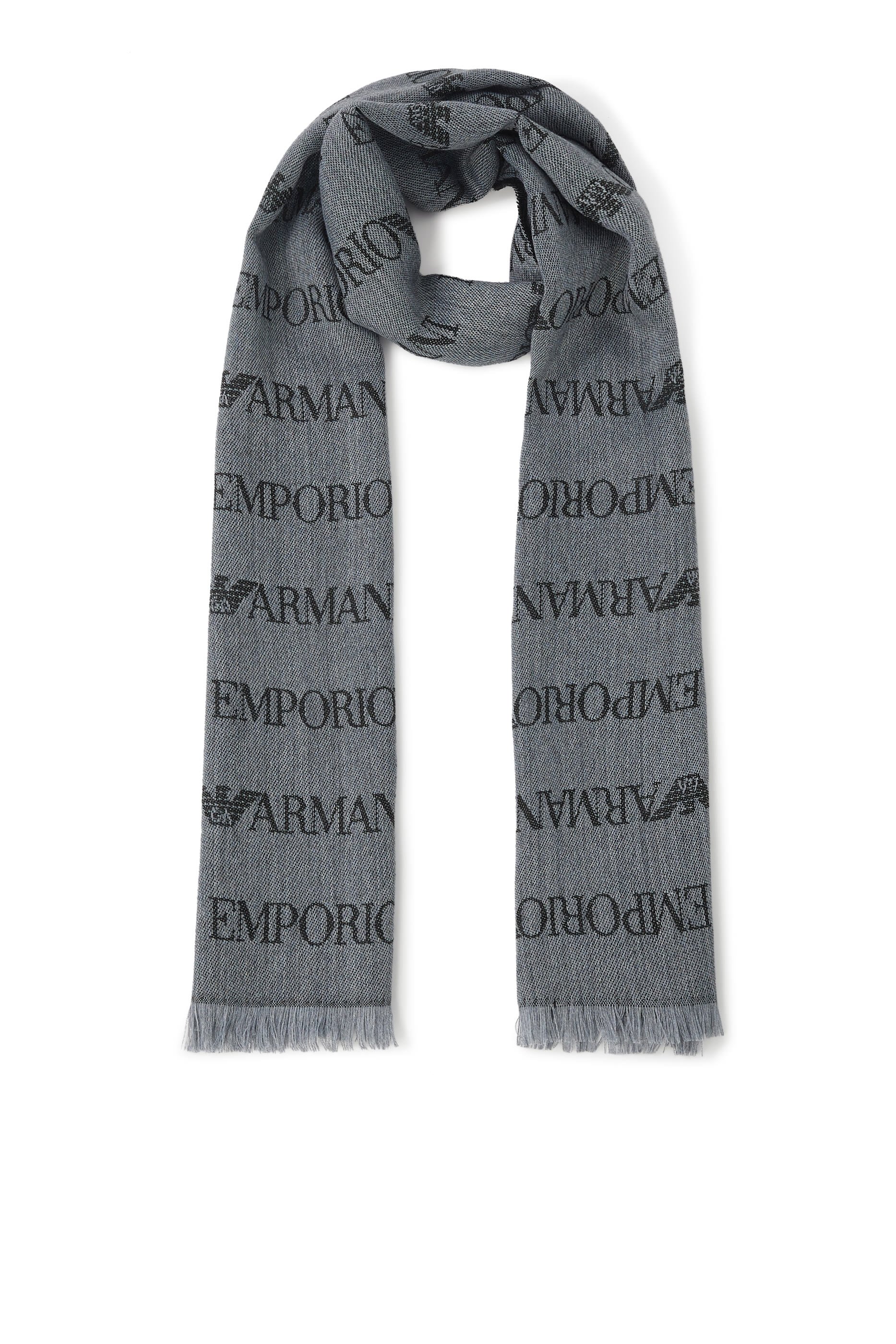 Virgin-Wool and Acrylic Logo Scarf