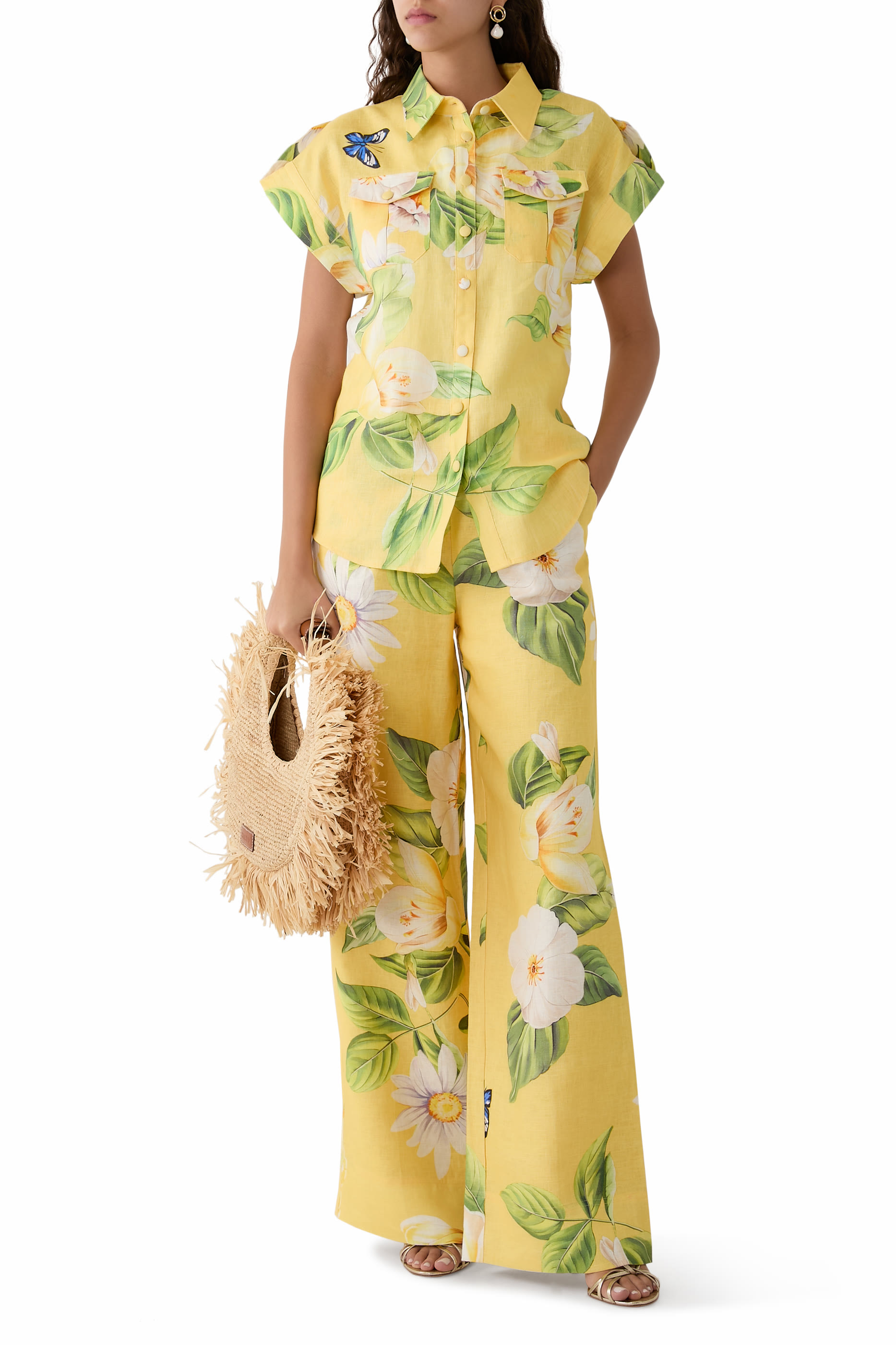 بلوزة كاتارينا بنقشة جوي بلون صن شاين