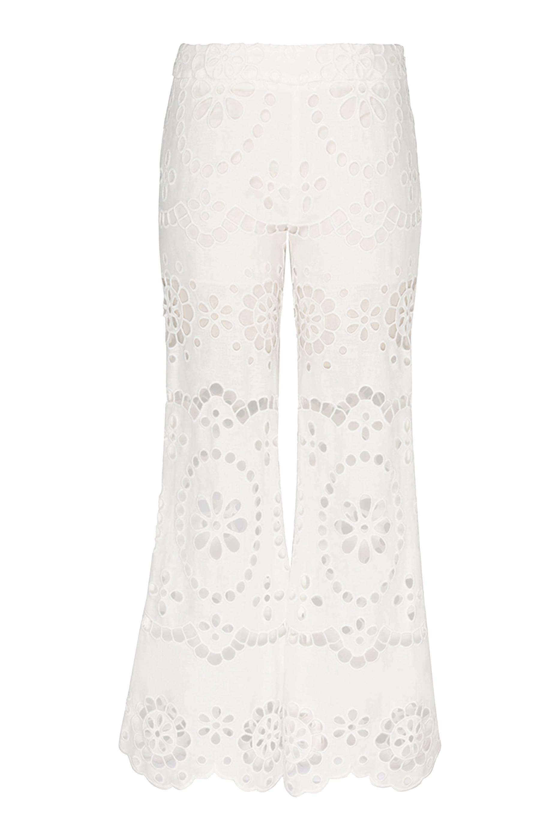 بنطال ليكسي بحافة واسعة وتطريزات