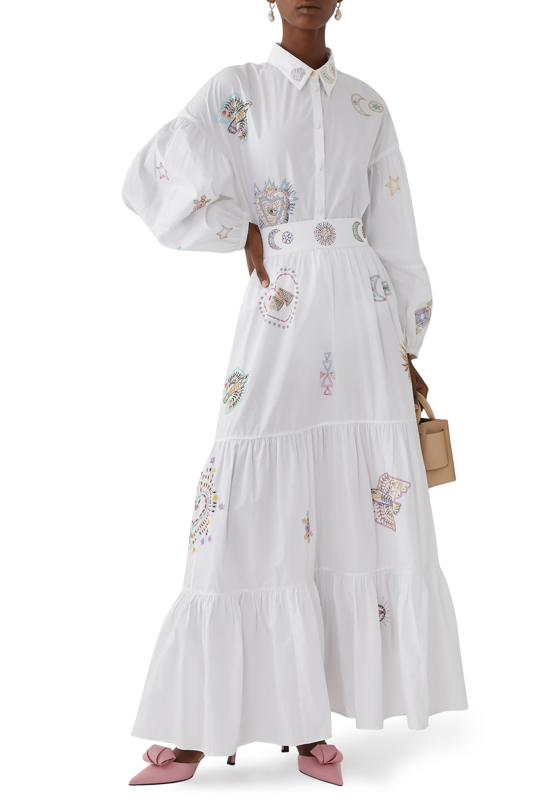 بلوزة بتصميم قميص بأكمام منفوخة