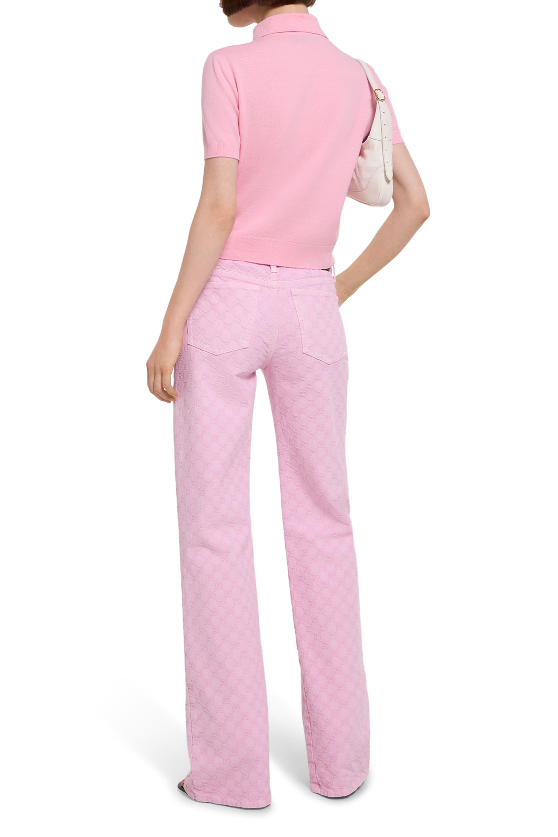 Knit Wool Polo Shirt with GG Embroidery