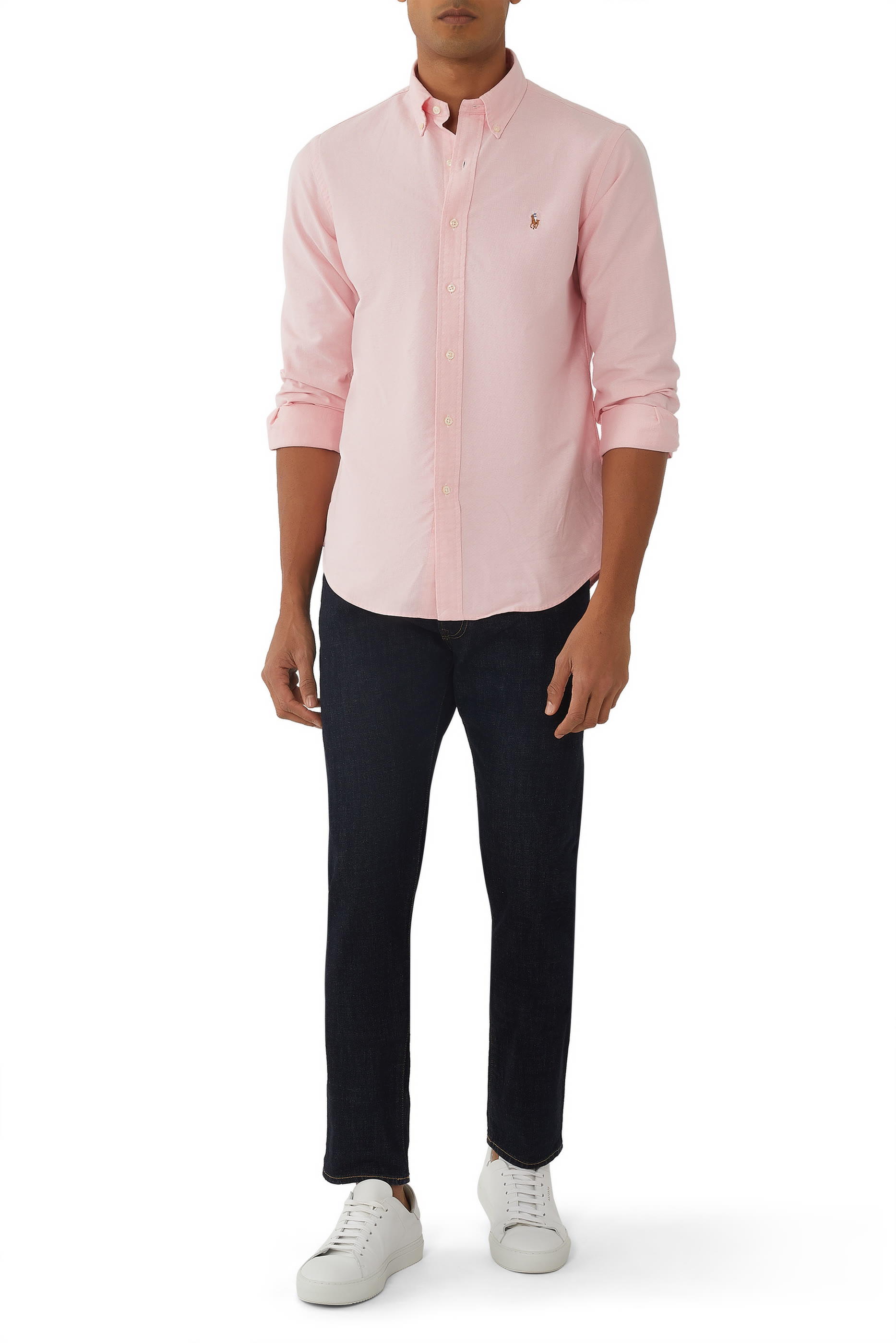 قميص قطن مطرز بشعار الماركة