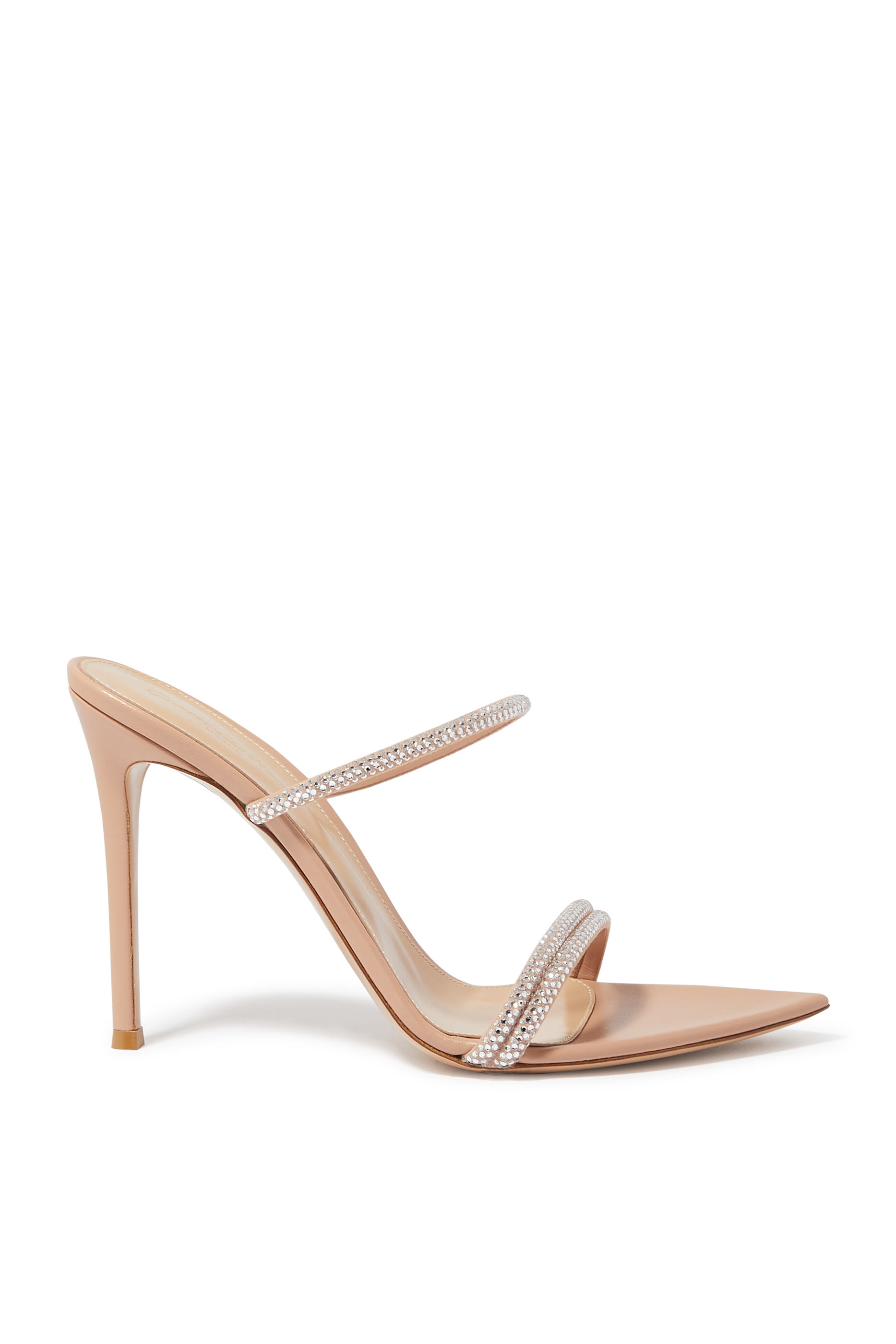 حذاء كان 105 مفتوح من الخلف بسيور مزوجة مرصعة بأحجار جلد