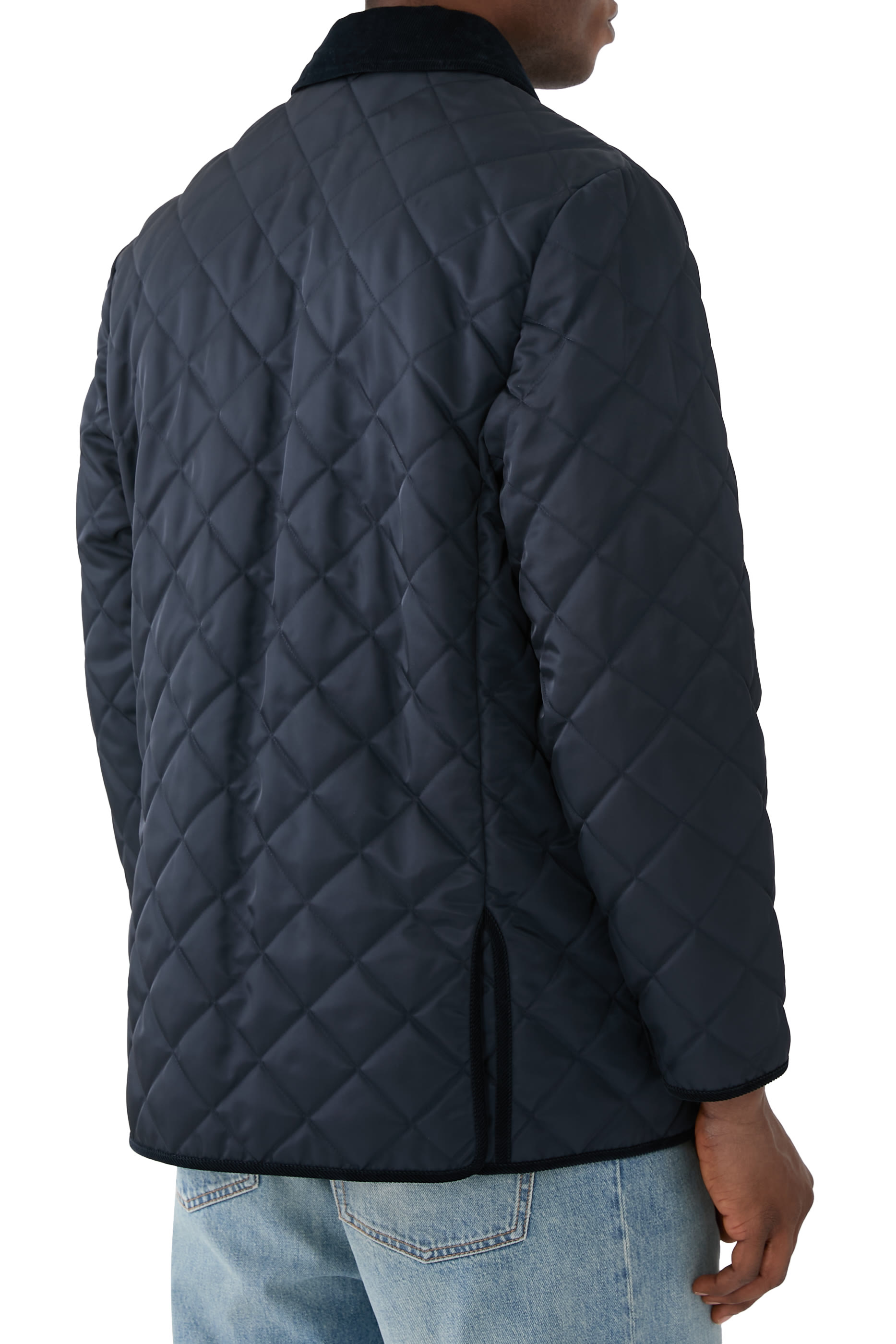 جاكيت بتصميم قميص برقعة شعار الماركة نايلون مبطن