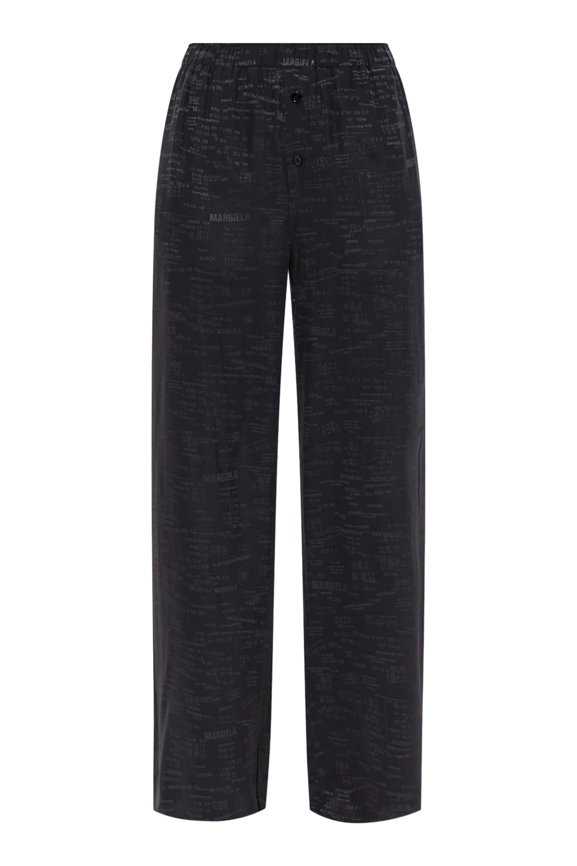 بنطال بقصة ساق واسعة وشعار الماركة