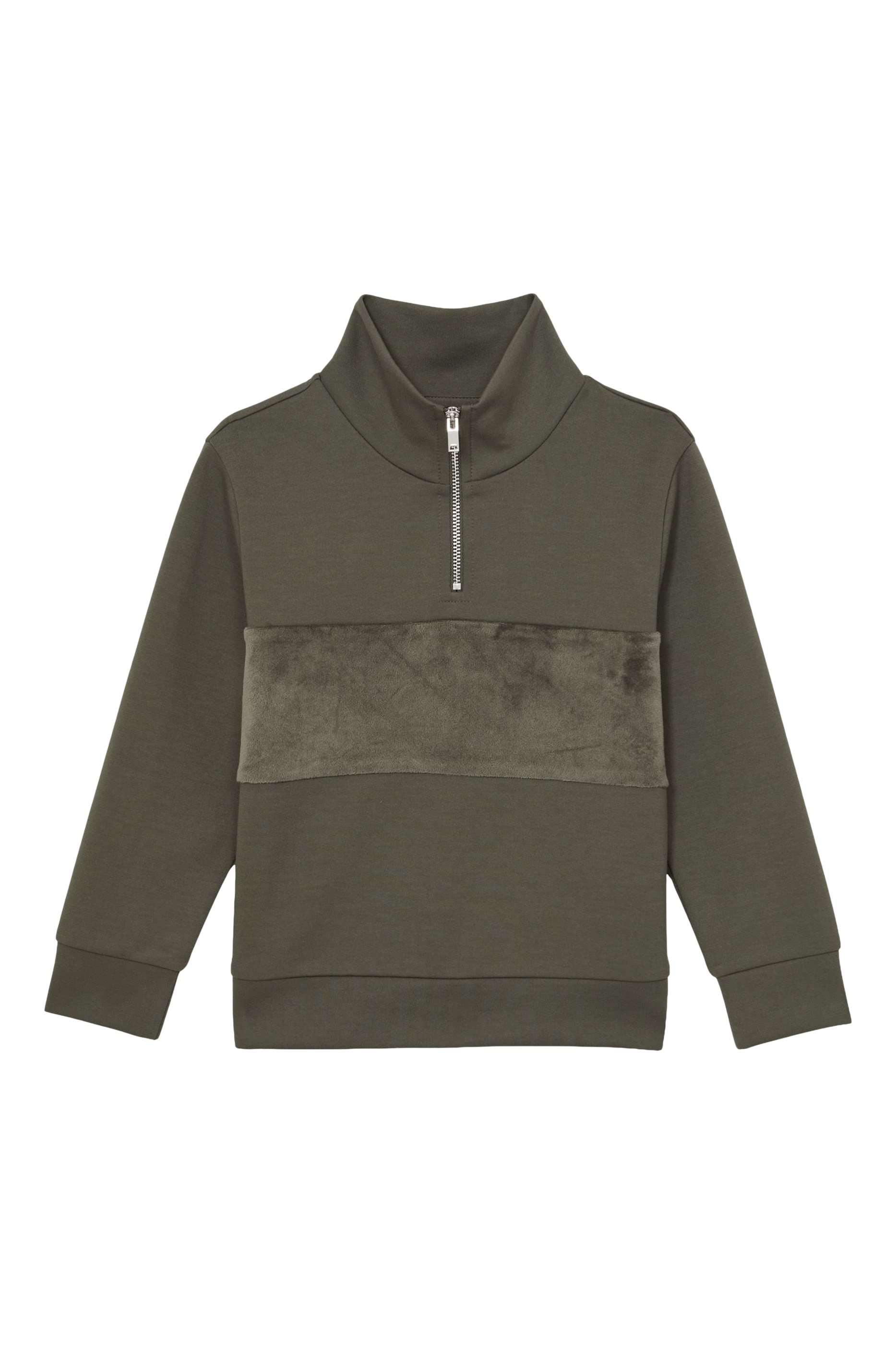 سويت شيرت بنصف سحاب وياقة عالية مخمل للأطفال