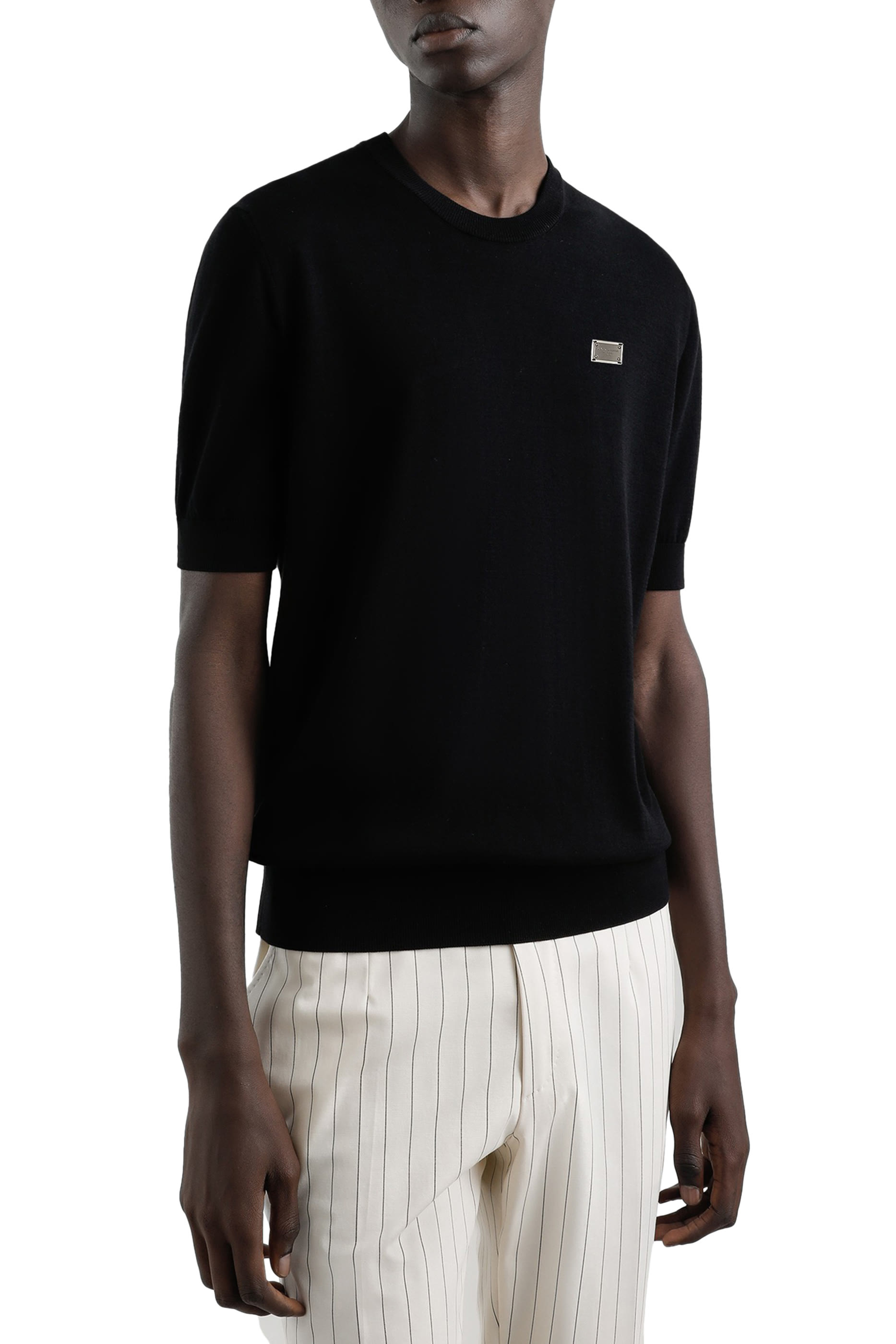 كنزة بياقة مستديرة قطن