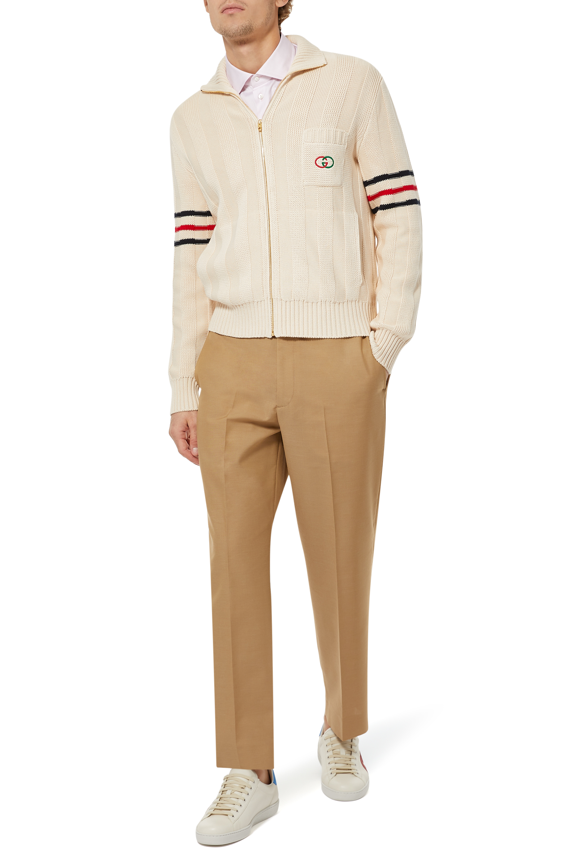 قميص قطن بتطريز شعار GG