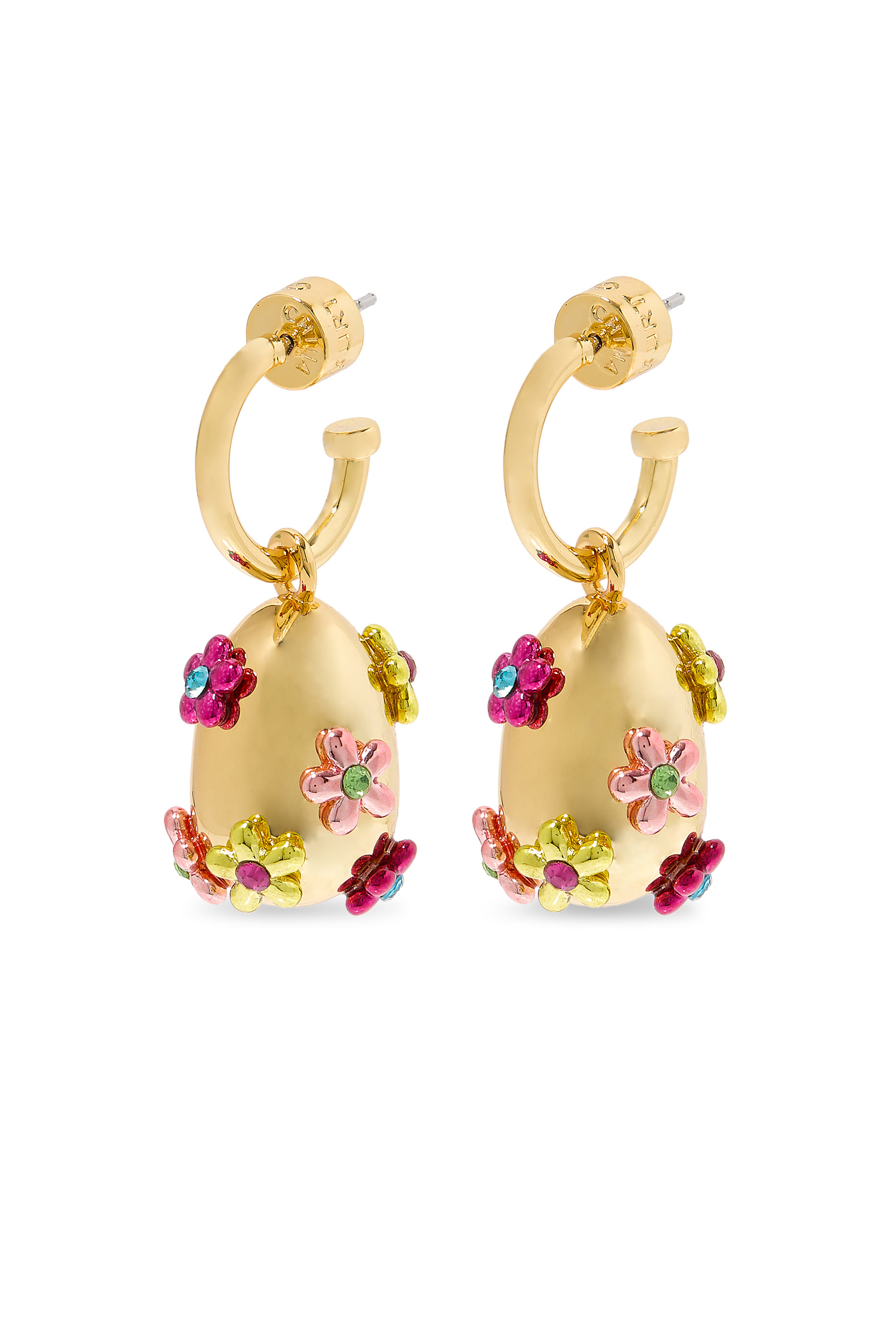 أقراط مزينة بزهور متعددة الألوان، نحاس