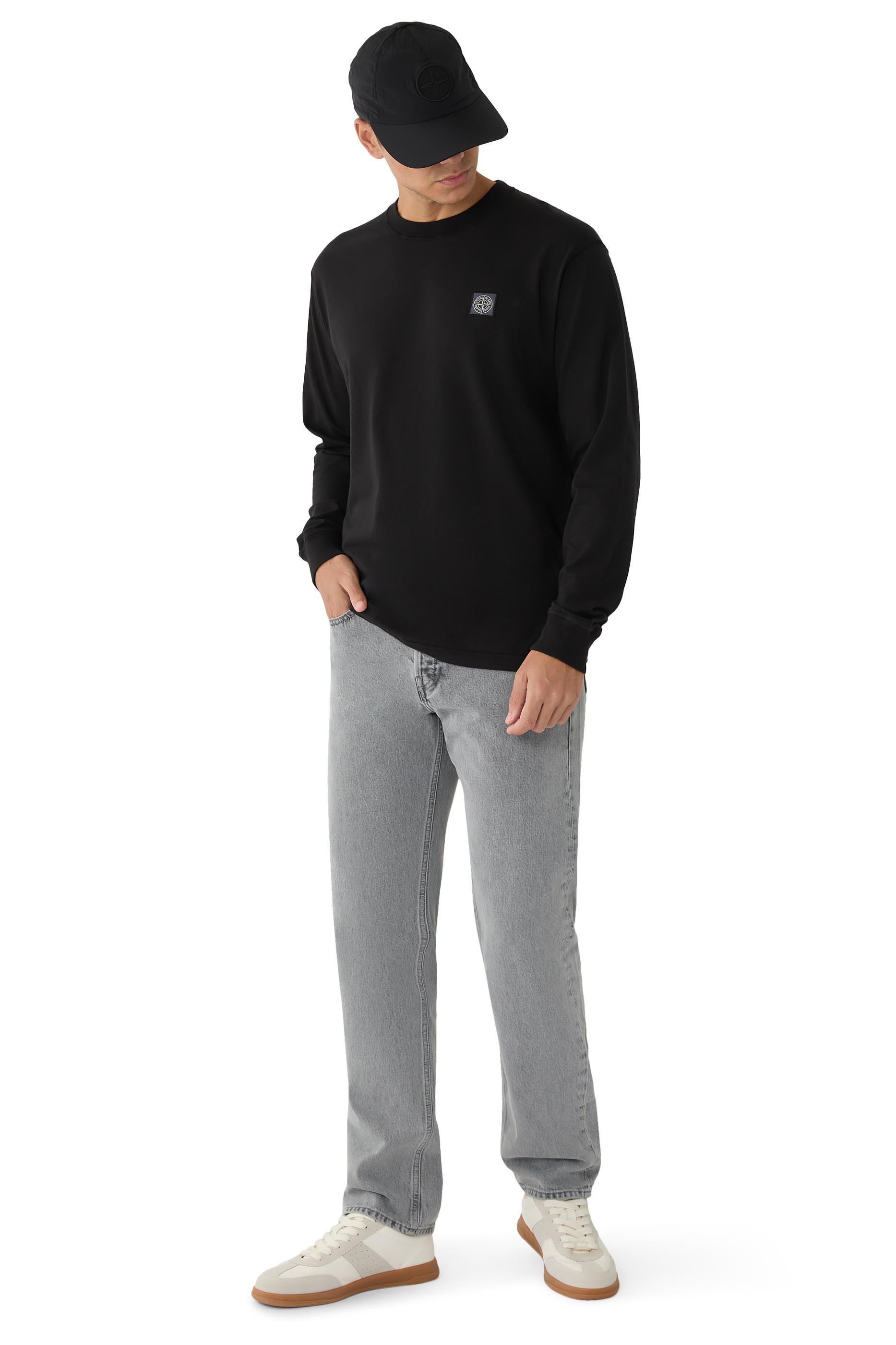 تيشيرت بأكمام طويلة قماش معالج بتقنية فيساتو