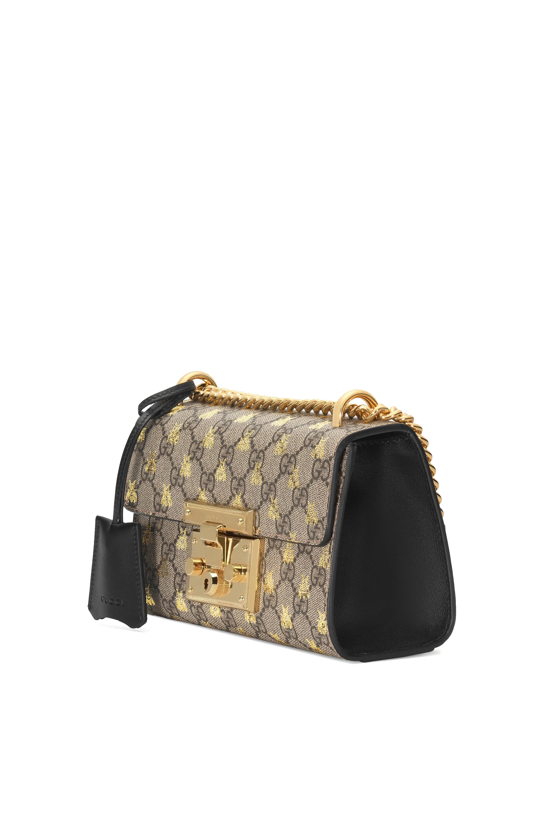 حقيبة كتف صغيرة بنقشة نحل وشعار GG وقفل