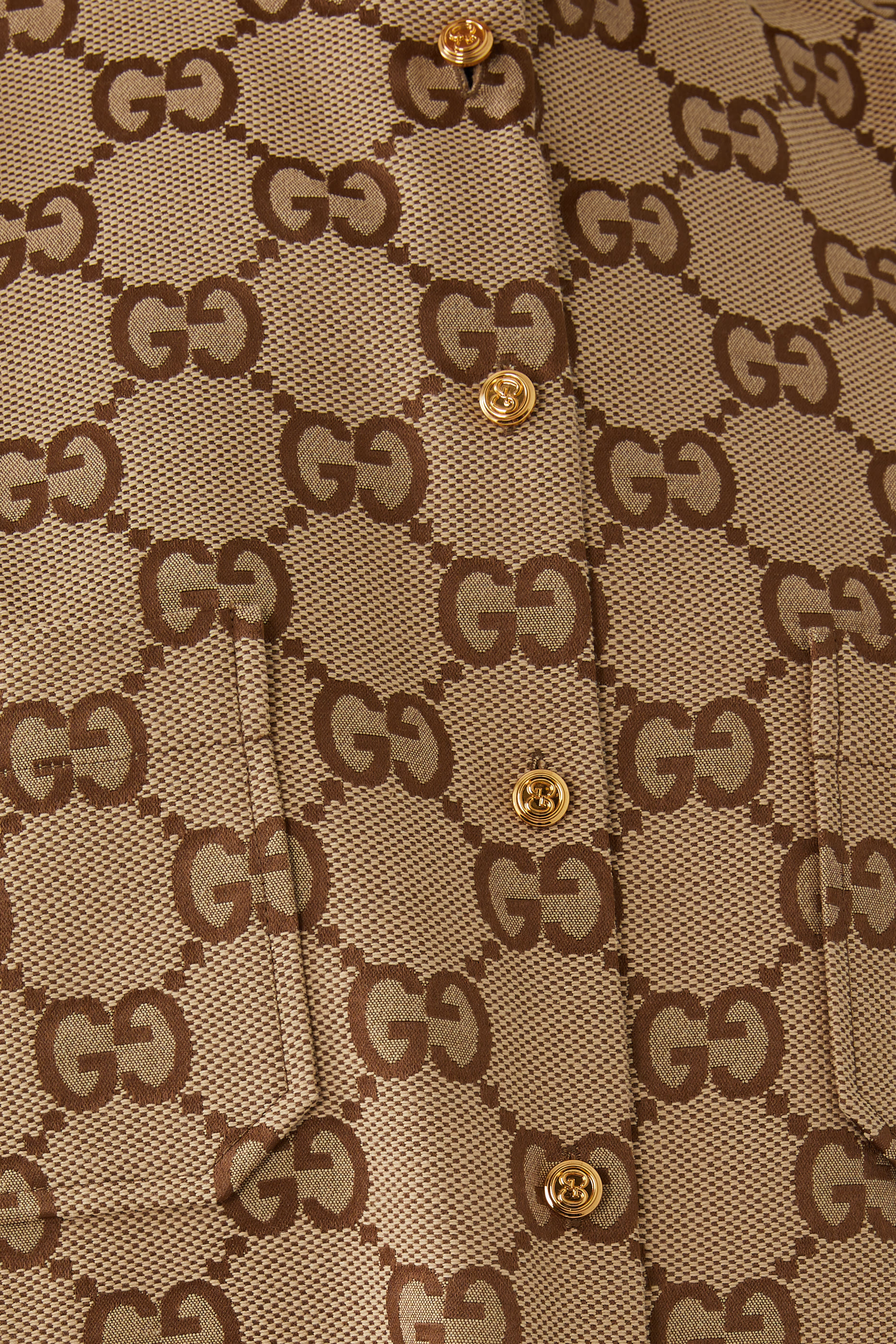 قميص قماش قنب طويل بنقشة حرفي GG