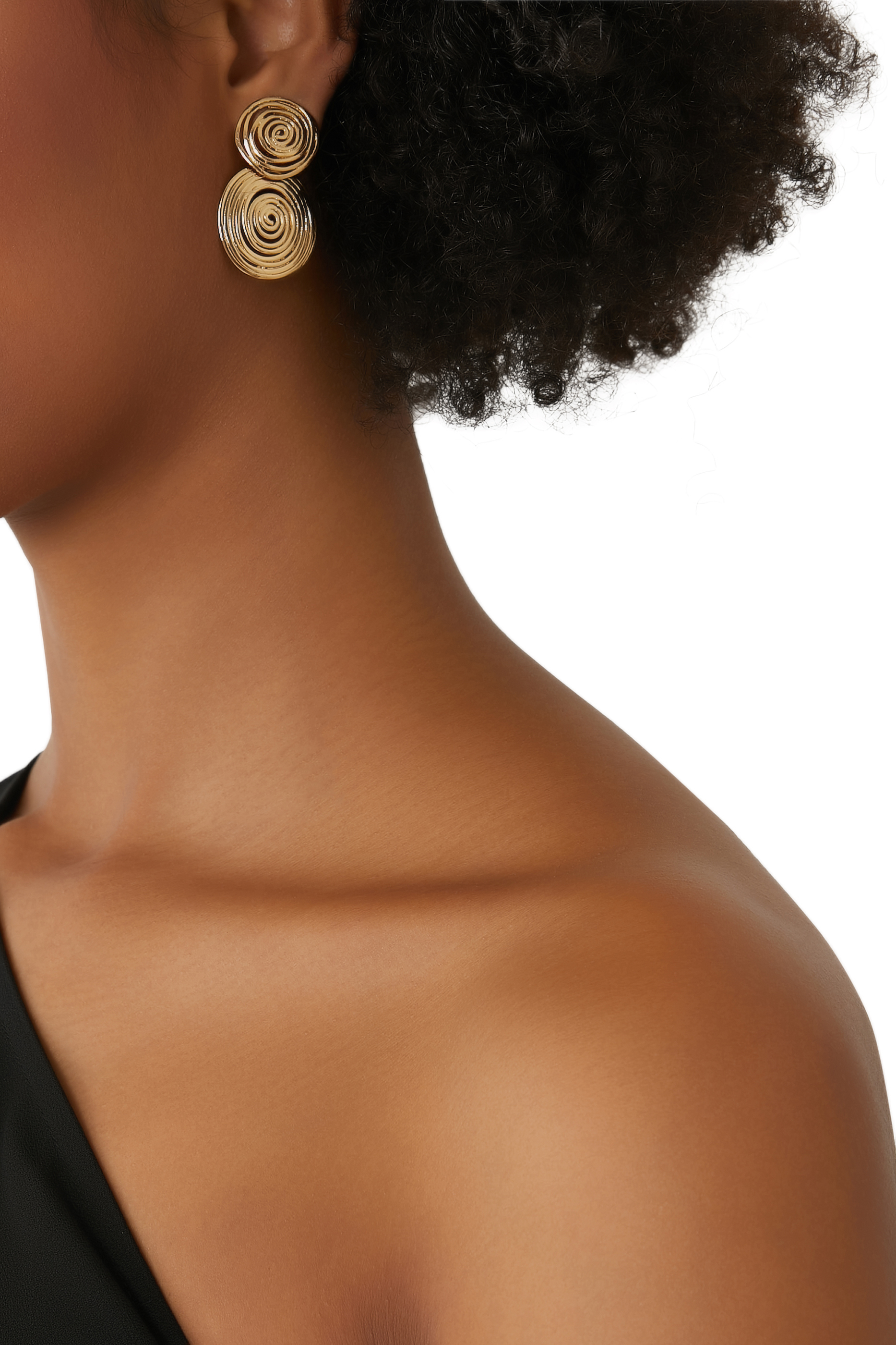 أقراط صغيرة بتصميم مموج نحاس مطلي بذهب عيار 24