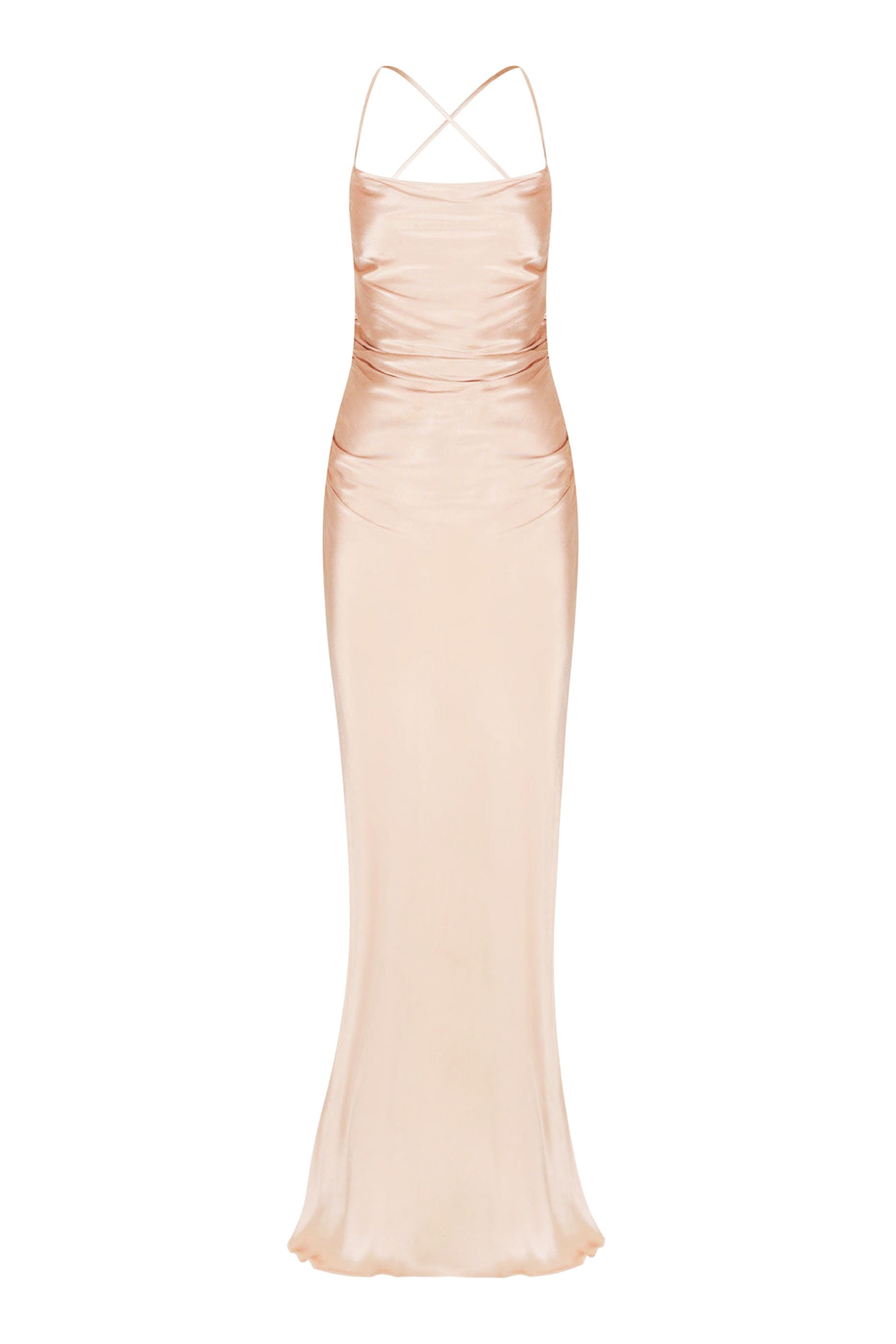 فستان لا لون طويل بأربطة في الخلف