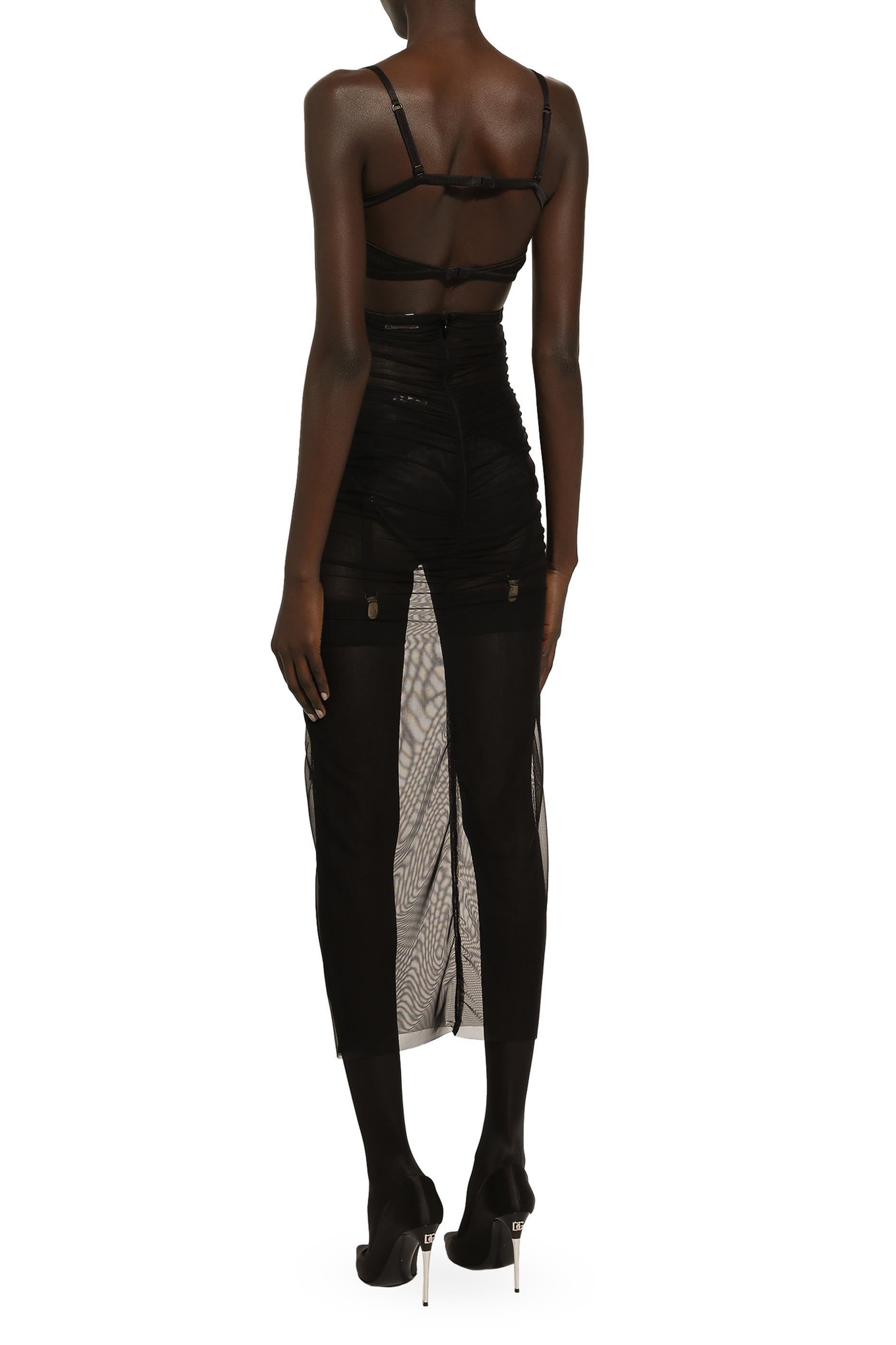 فستان متوسط الطول بمشد تول