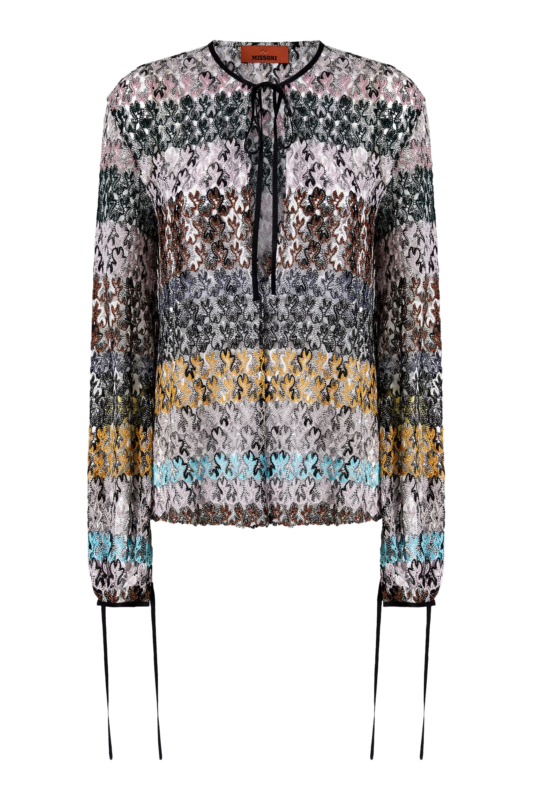 Crew Neck Blouse in Embroidered Lace