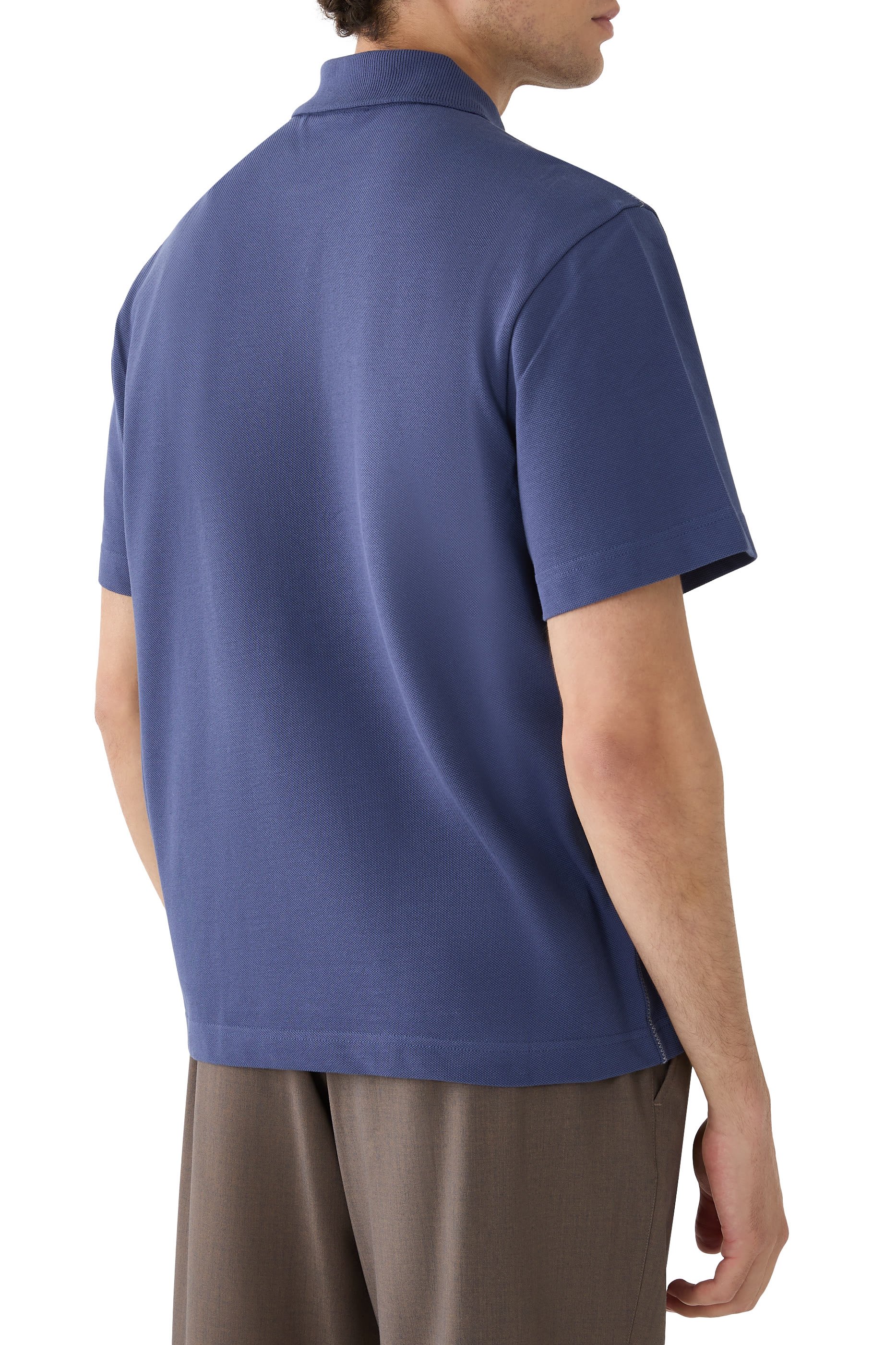 قميص بولو برقعة شعار الماركة قطن بيكيه