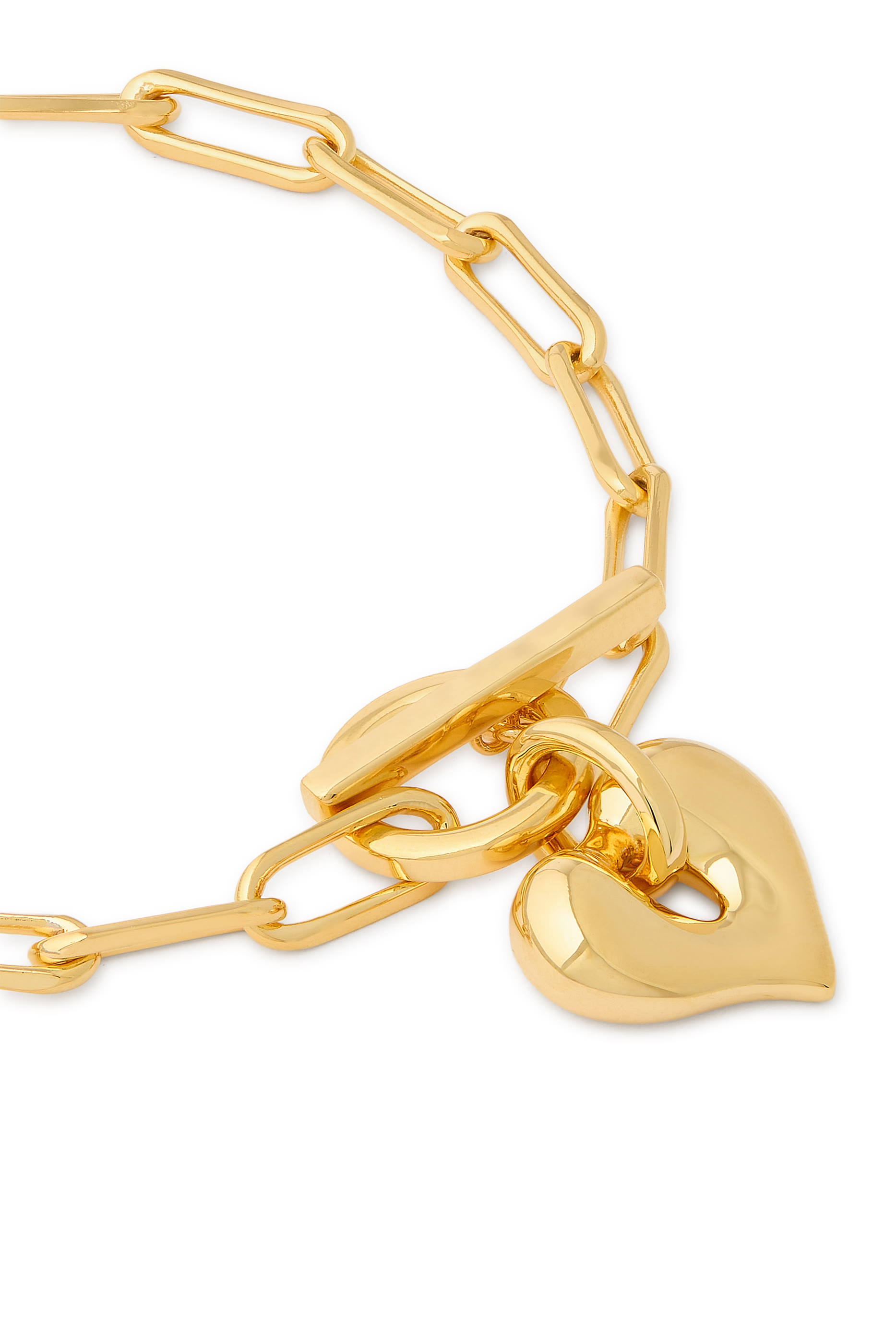 سوار مولتن بسلسلة بحلية قلب ومشبك بتصميم حرف T